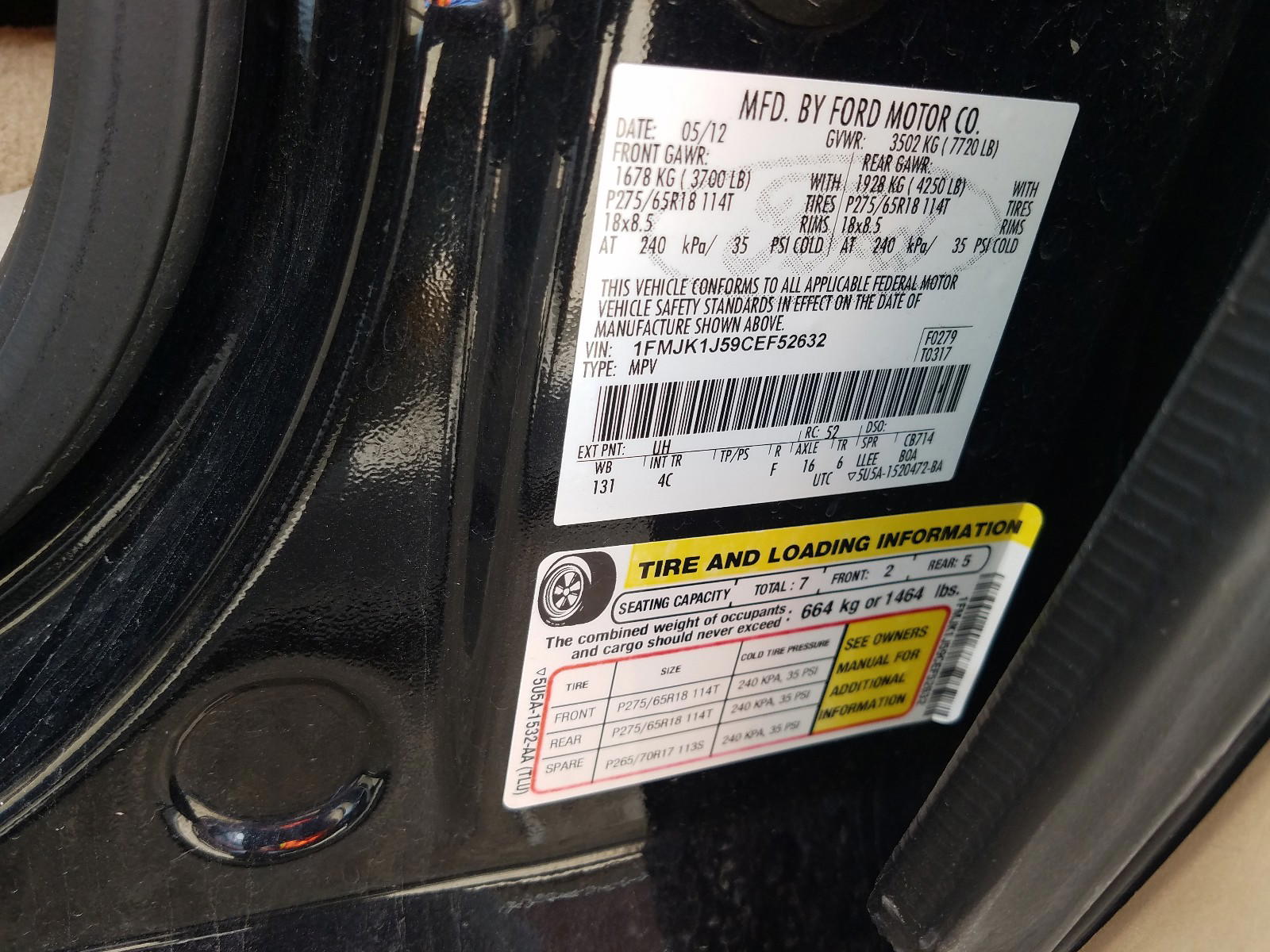 Photo 10 from auction – 2012 FORD EXPEDITION with VIN 1FMJK1J59CEF52632