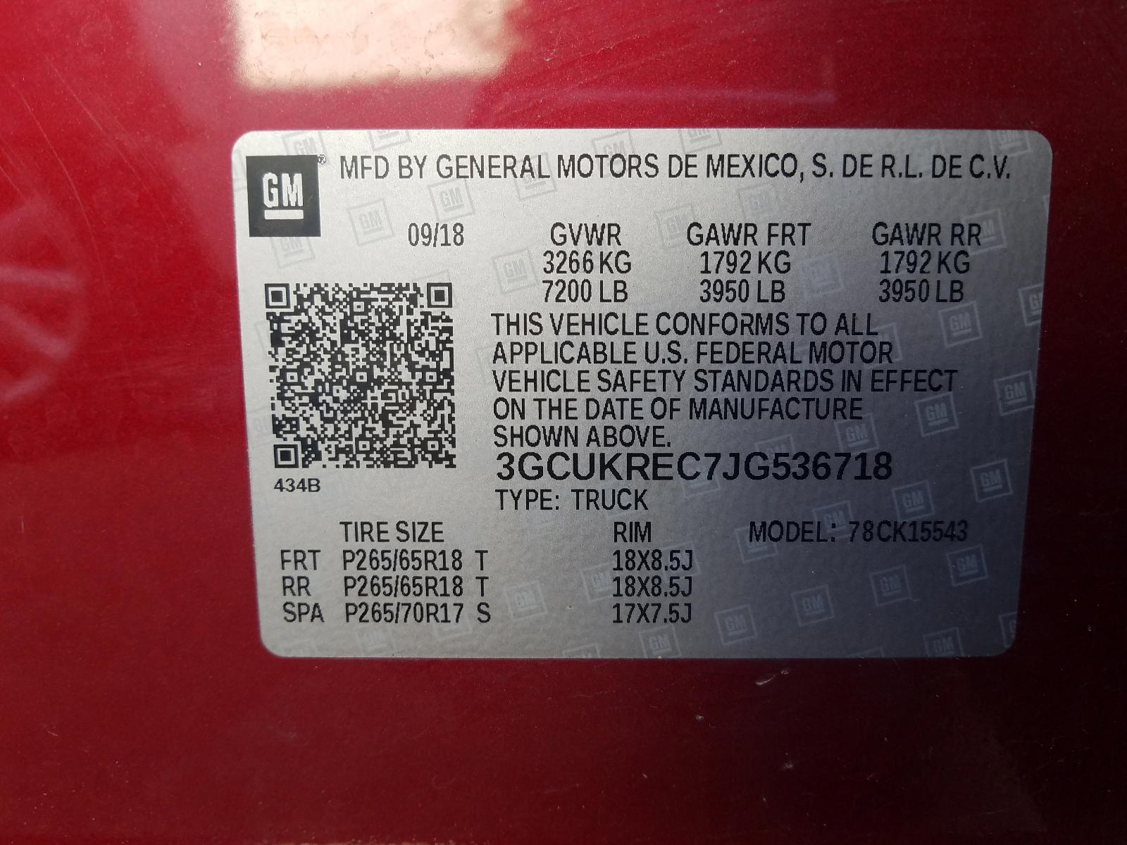 Photo 10 from auction – 2018 CHEVROLET SILVERADO with VIN 3GCUKREC7JG536718