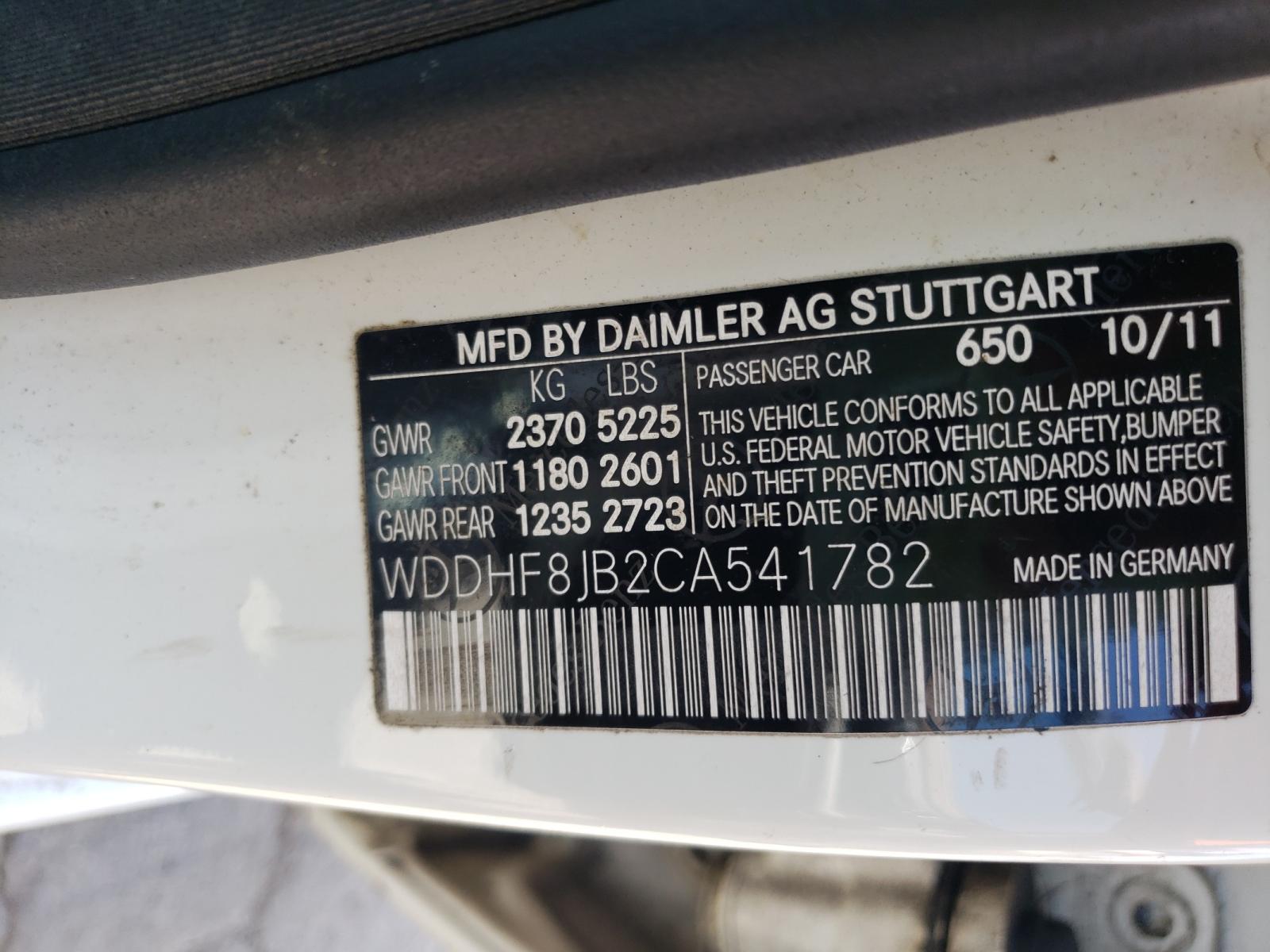 Photo 10 from auction – 2012 MERCEDES-BENZ E 350 4MAT with VIN WDDHF8JB2CA541782