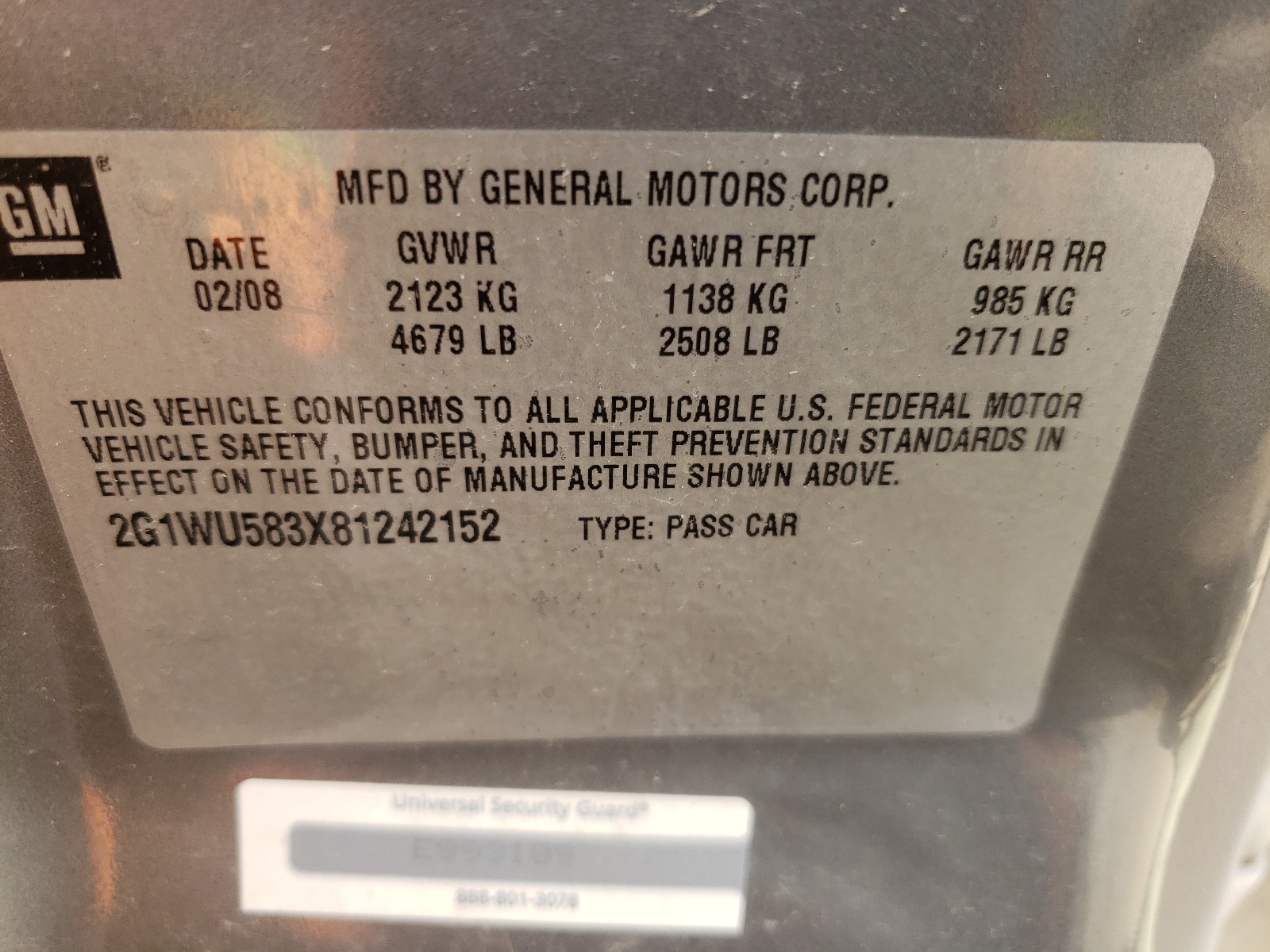 Photo 10 from auction – 2008 CHEVROLET IMPALA LTZ with VIN 2G1WU583X81242152