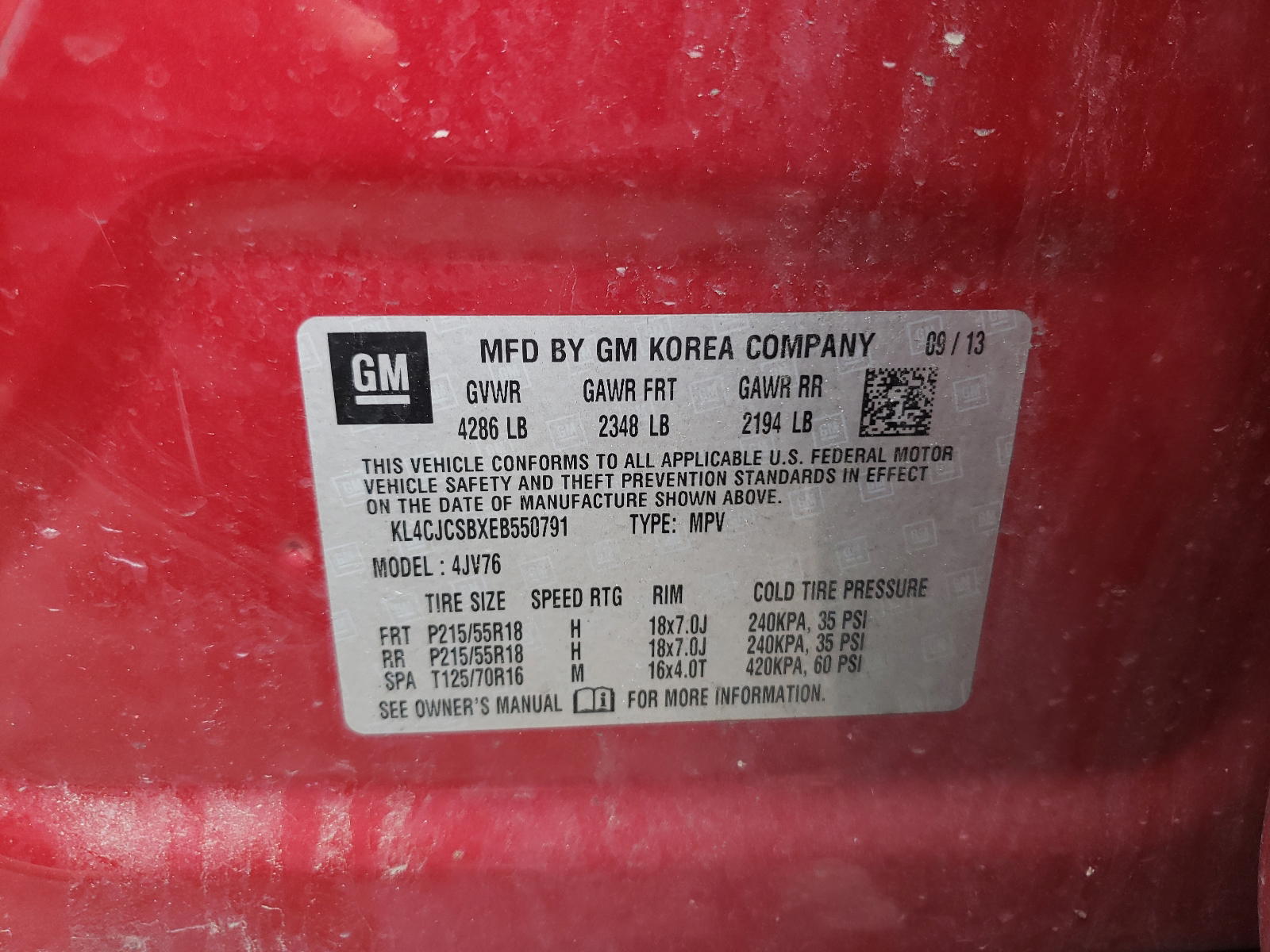 Photo 10 from auction – 2014 BUICK ENCORE with VIN KL4CJCSBXEB550791