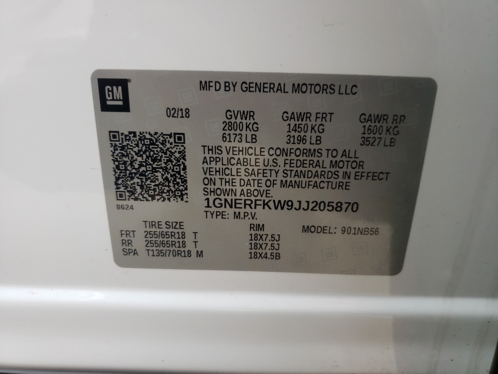 Photo 10 from auction – 2018 CHEVROLET TRAVERSE L with VIN 1GNERFKW9JJ205870
