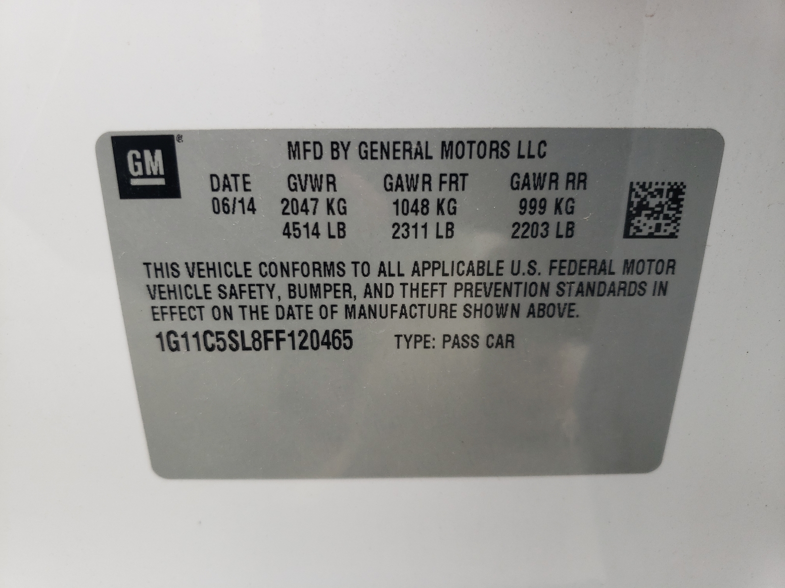 Photo 10 from auction – 2015 CHEVROLET MALIBU 1LT with VIN 1G11C5SL8FF120465