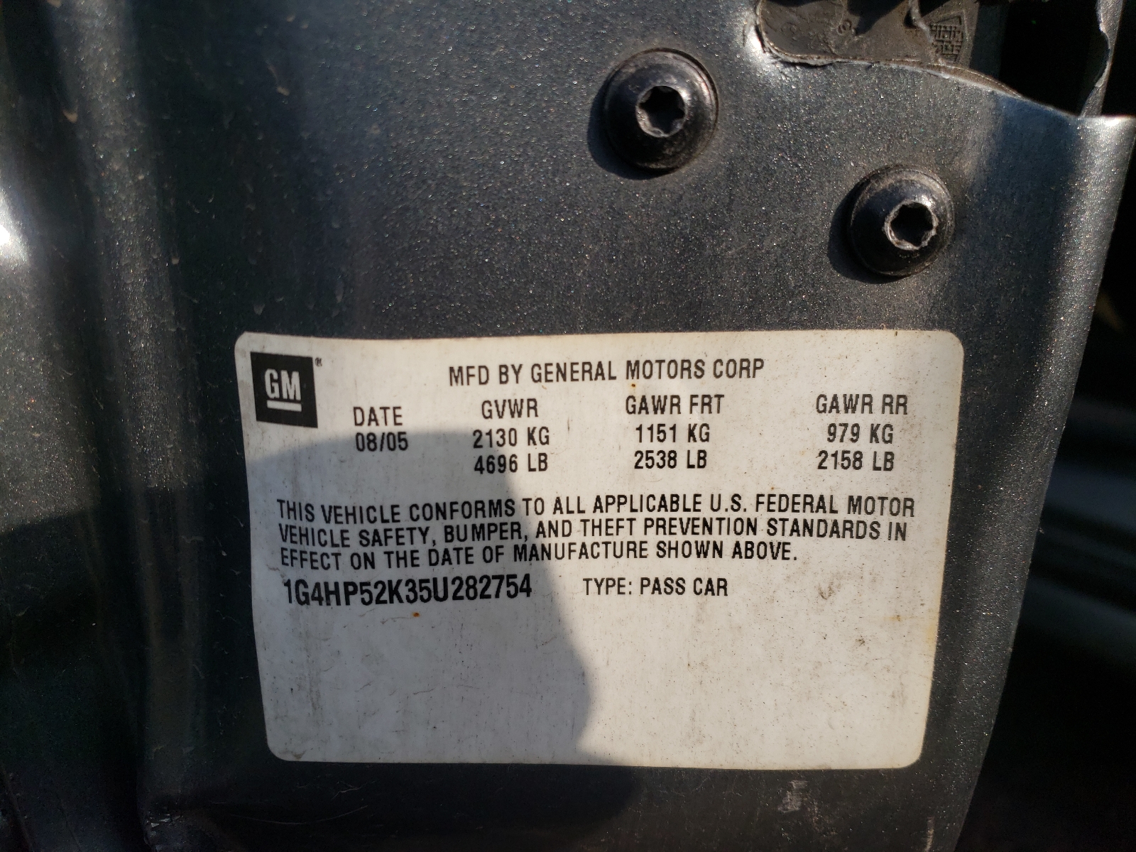 Photo 10 from auction – 2005 BUICK LESABRE CU with VIN 1G4HP52K35U282754