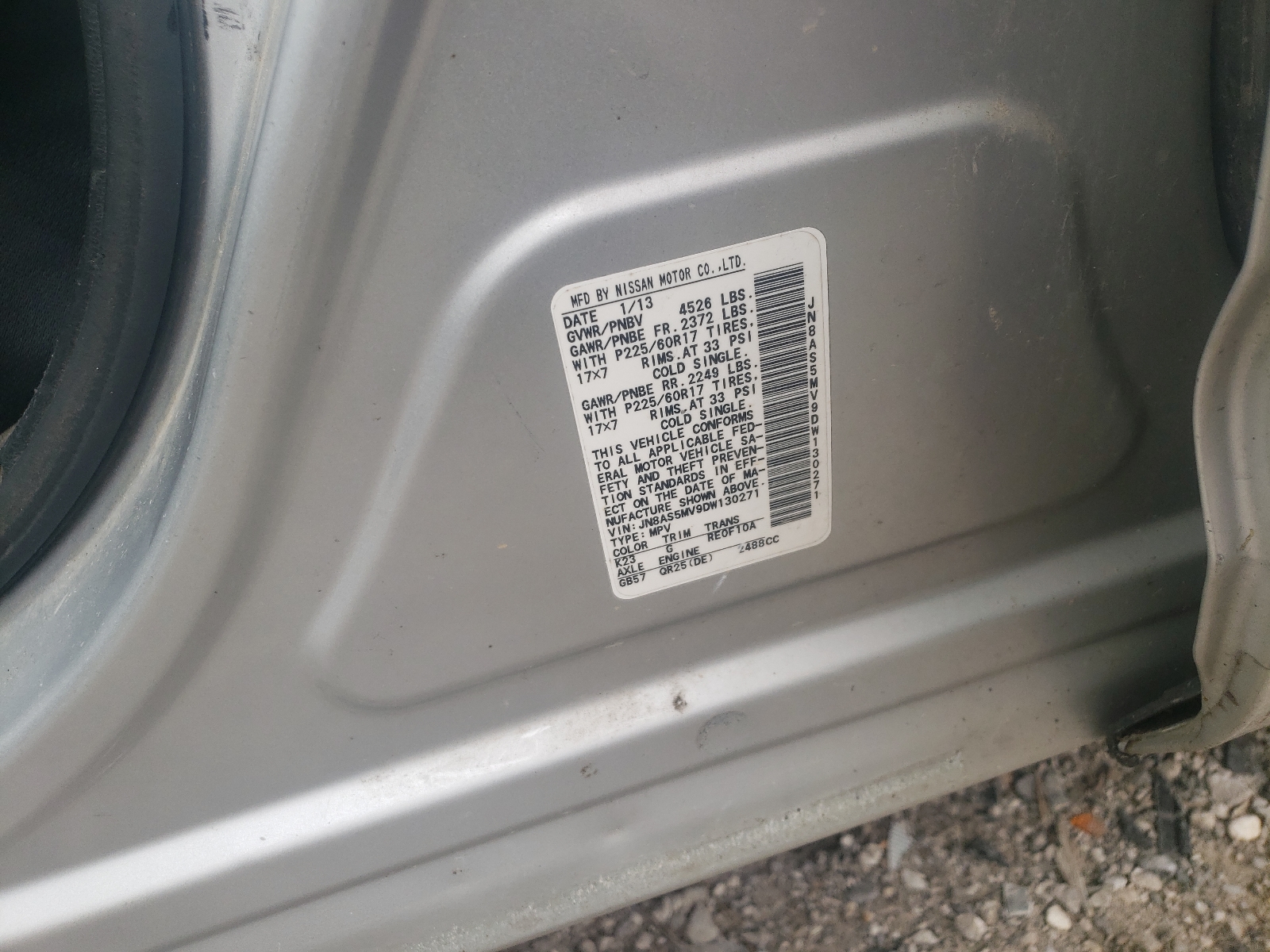 Photo 10 from auction – 2013 NISSAN ROGUE with VIN JN8AS5MV9DW130271