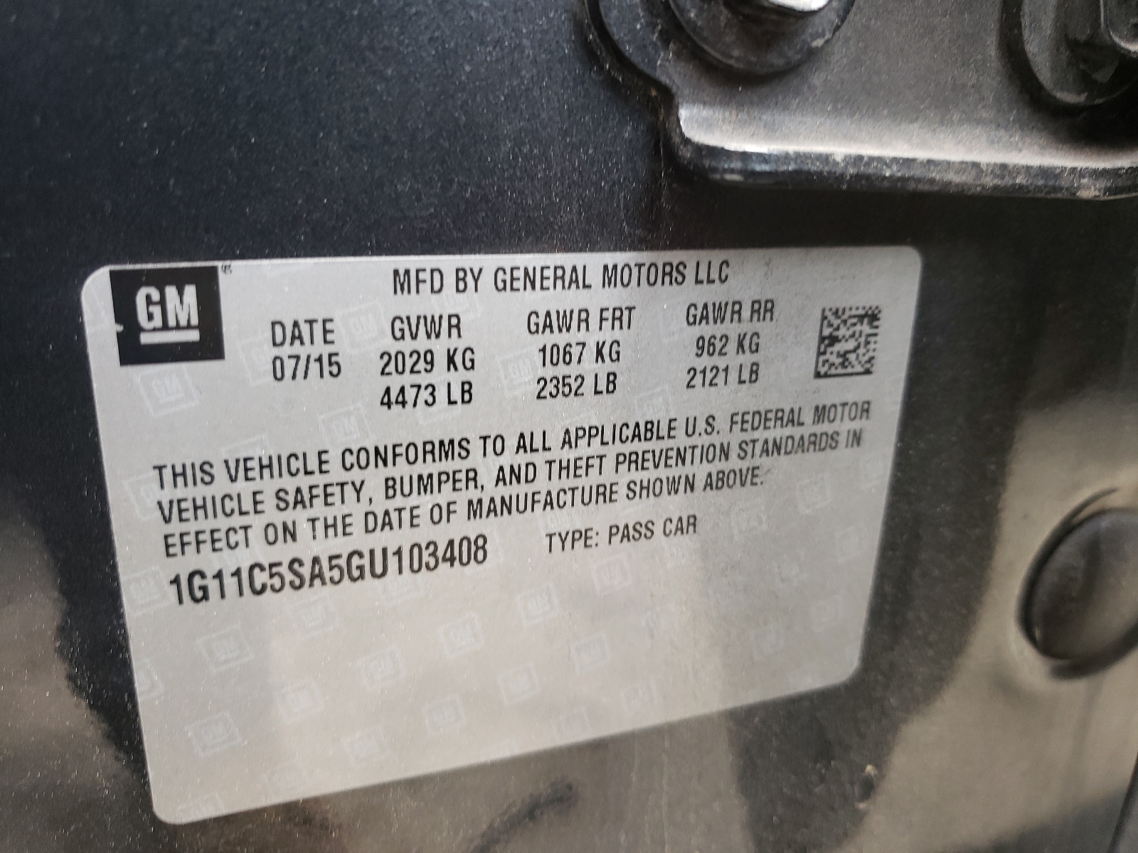 Photo 10 from auction – 2016 CHEVROLET MALIBU LIM with VIN 1G11C5SA5GU103408