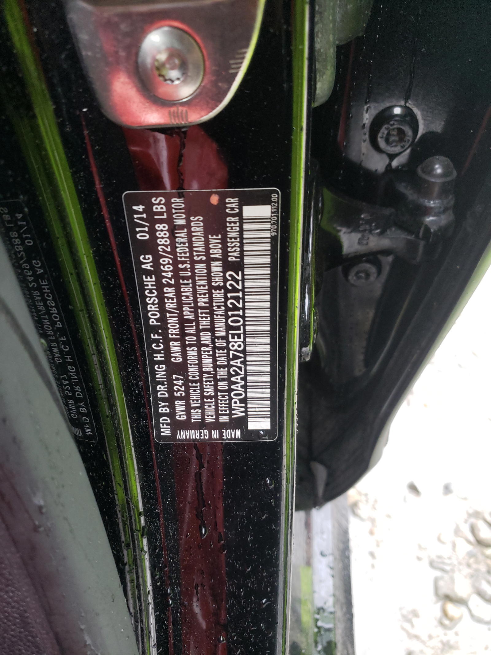 Photo 10 from auction – 2014 PORSCHE PANAMERA 2 with VIN WP0AA2A78EL012122