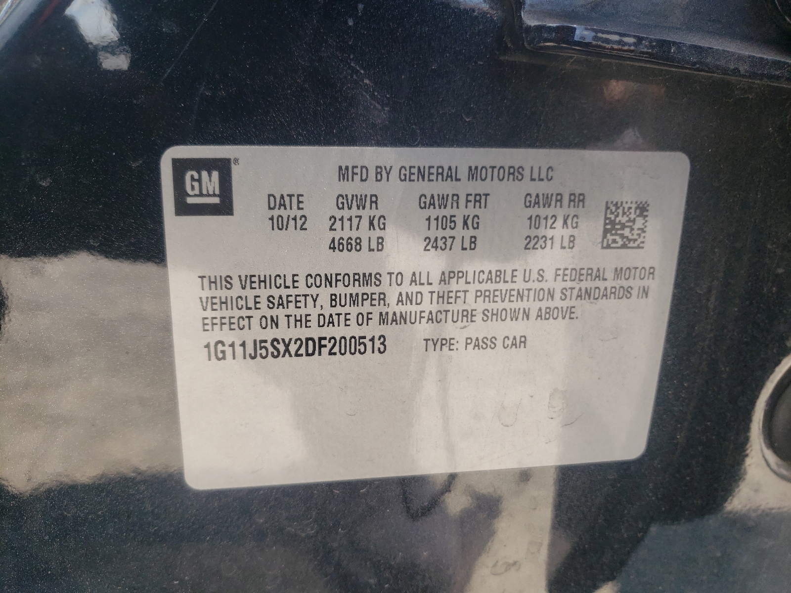 Photo 10 from auction – 2013 CHEVROLET MALIBU LTZ with VIN 1G11J5SX2DF200513