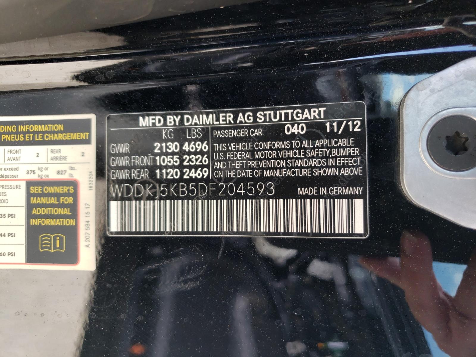 Photo 10 from auction – 2013 MERCEDES-BENZ E 350 with VIN WDDKJ5KB5DF204593