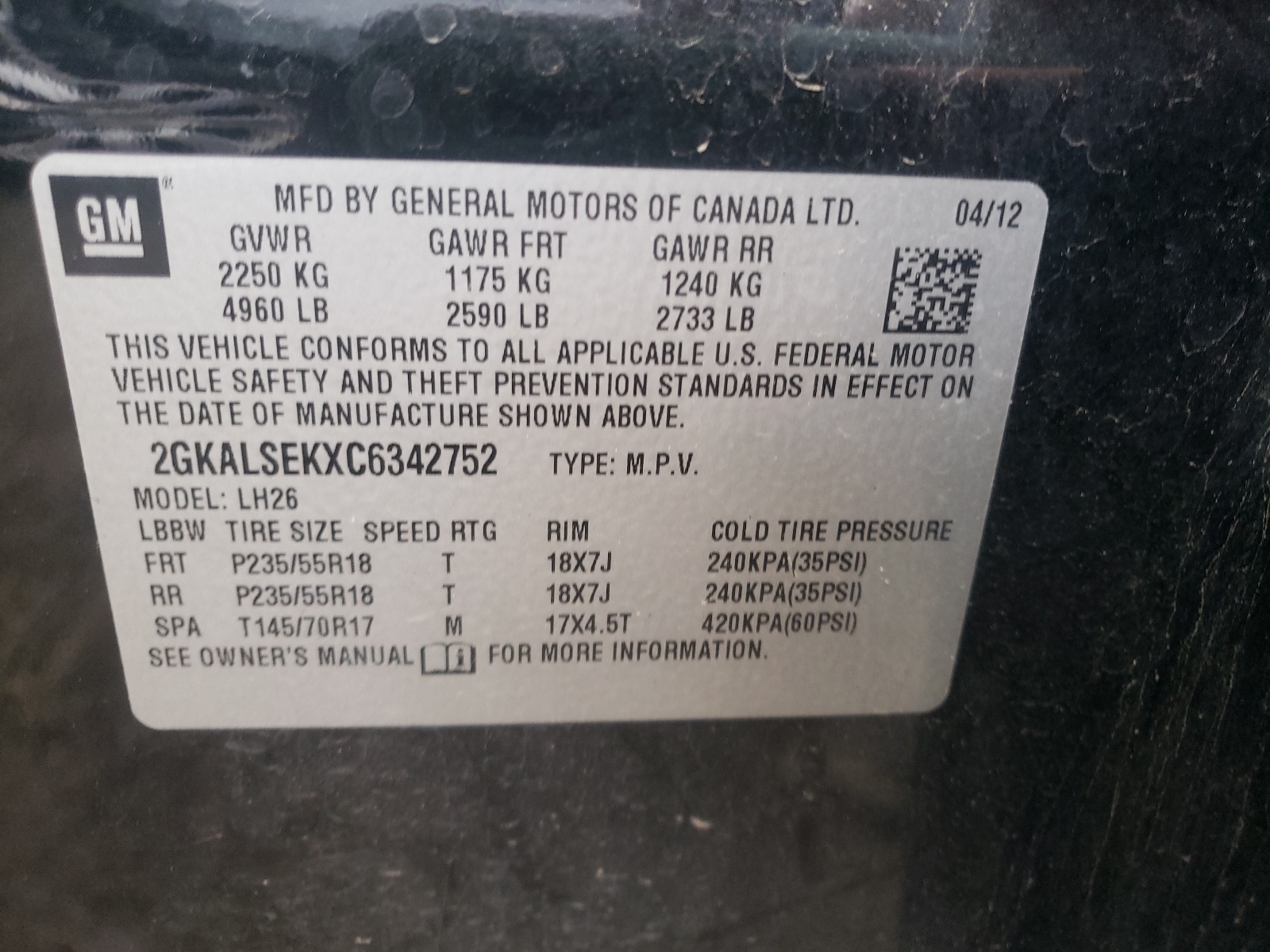 صورة رقم 10 من المزاد - 2012 GMC TERRAIN SL مع VIN 2GKALSEKXC6342752