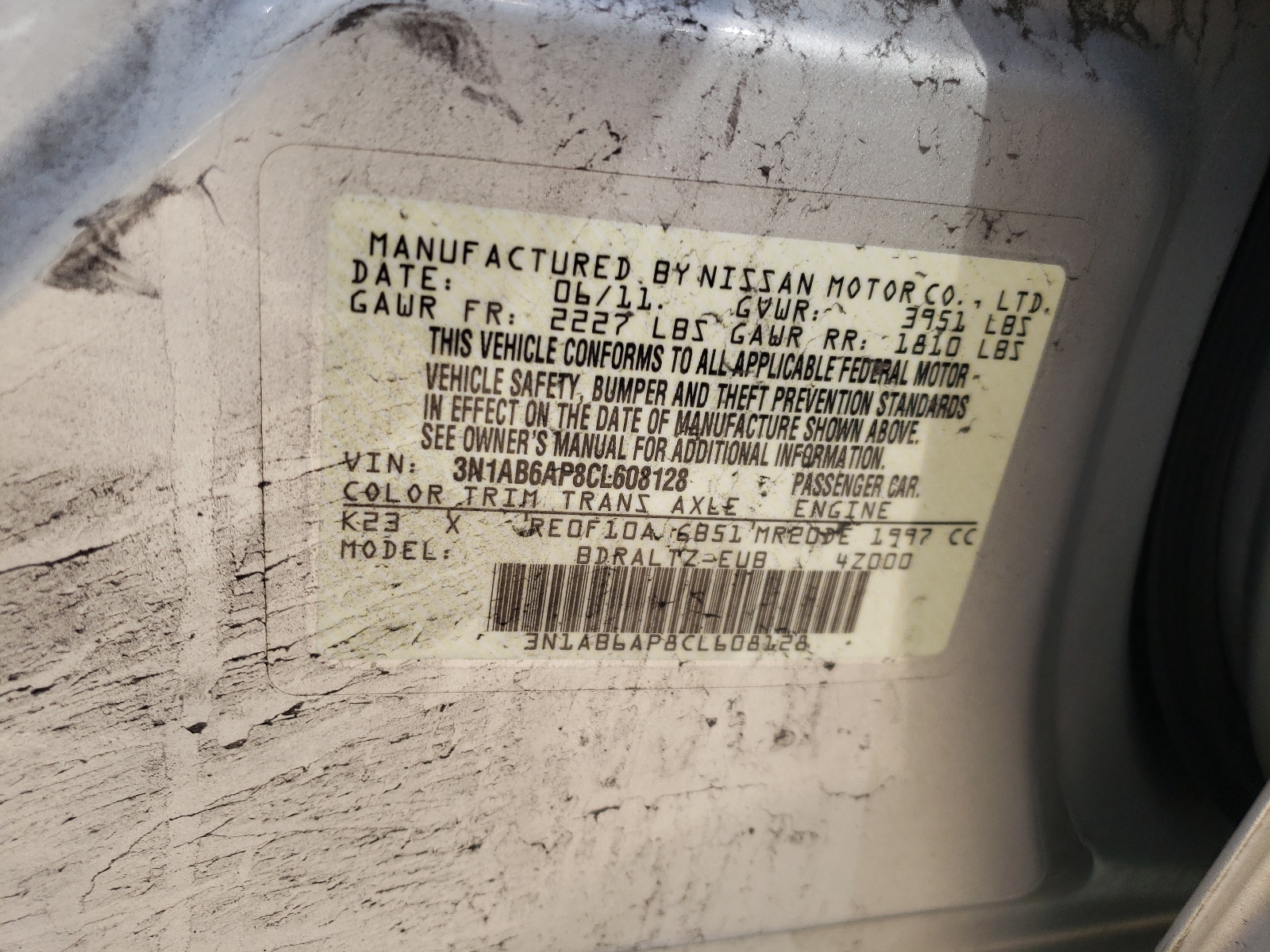 Photo 10 from auction – 2012 NISSAN SENTRA 2.0 with VIN 3N1AB6AP8CL608128