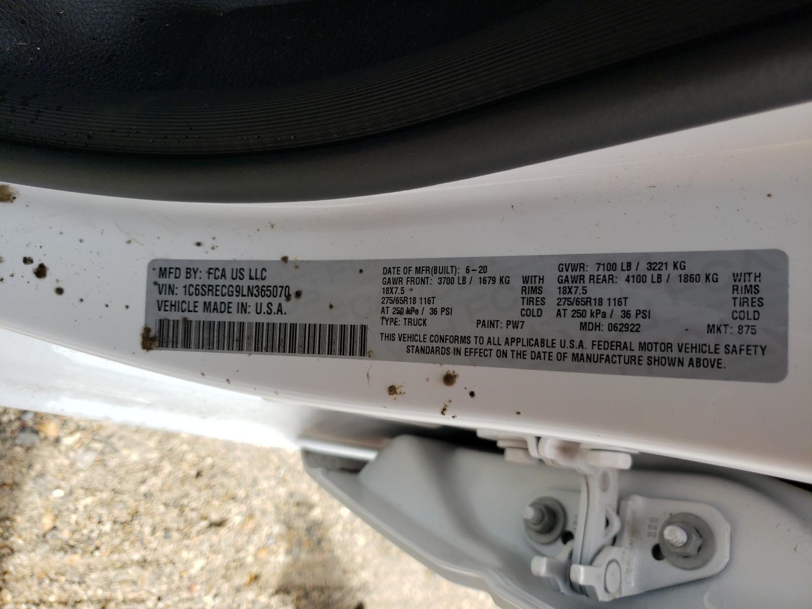 Photo 10 from auction – 2020 RAM 1500 TRADE with VIN 1C6SRECG9LN365070