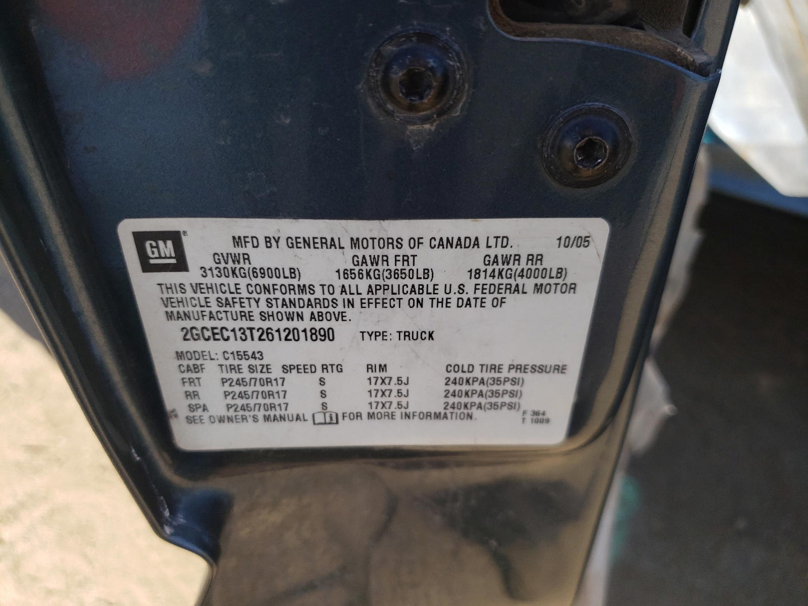 Photo 10 from auction – 2006 CHEVROLET SILVERADO with VIN 2GCEC13T261201890