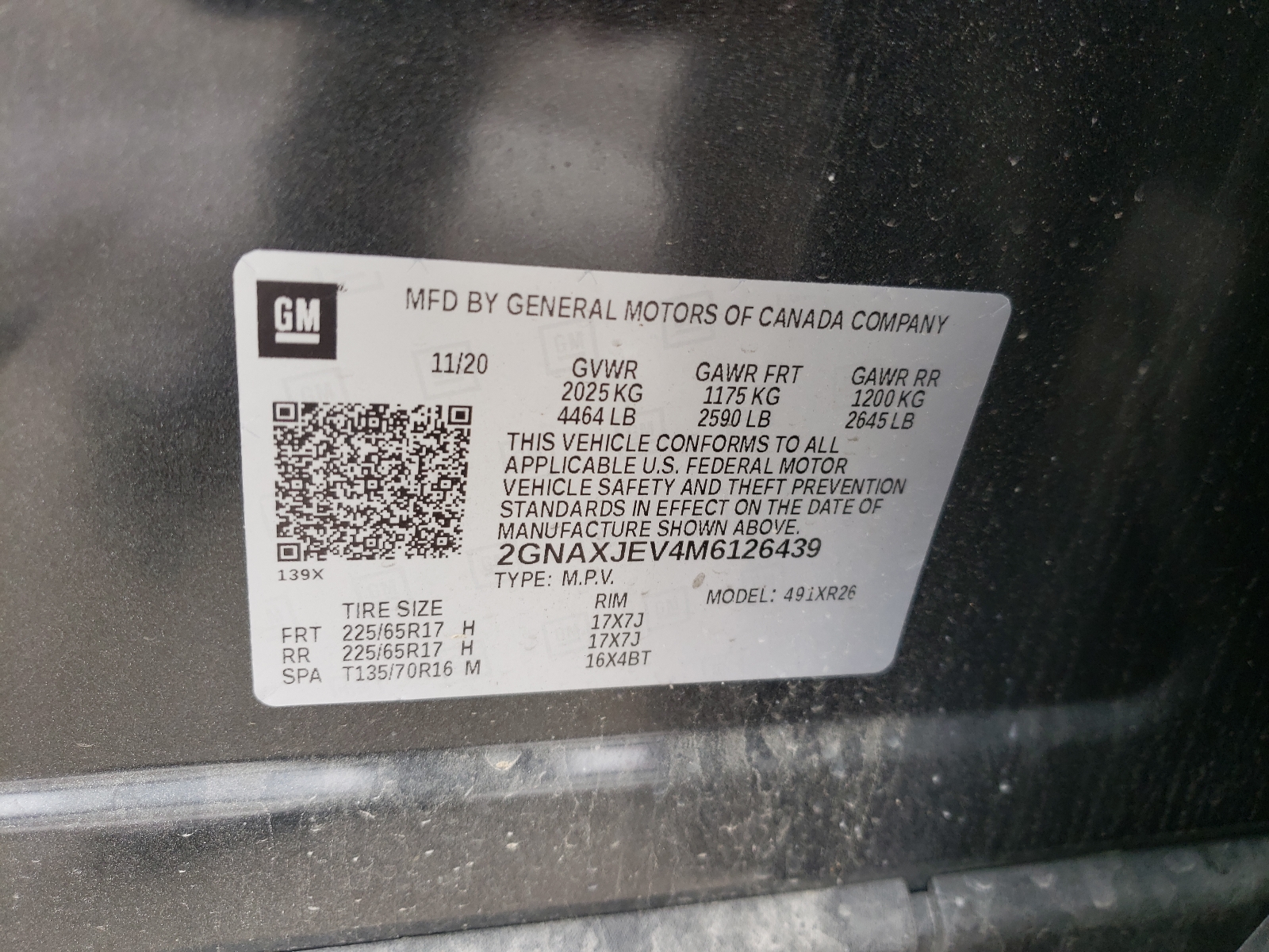 Photo 10 from auction – 2021 CHEVROLET EQUINOX LT with VIN 2GNAXJEV4M6126439
