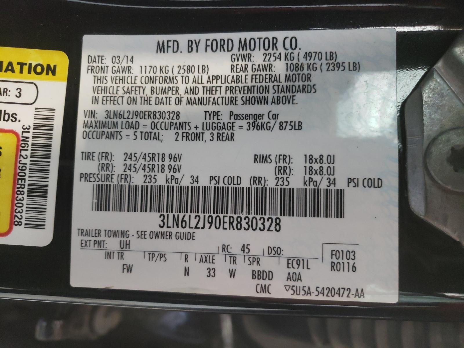 Photo 10 from auction – 2014 LINCOLN MKZ with VIN 3LN6L2J90ER830328