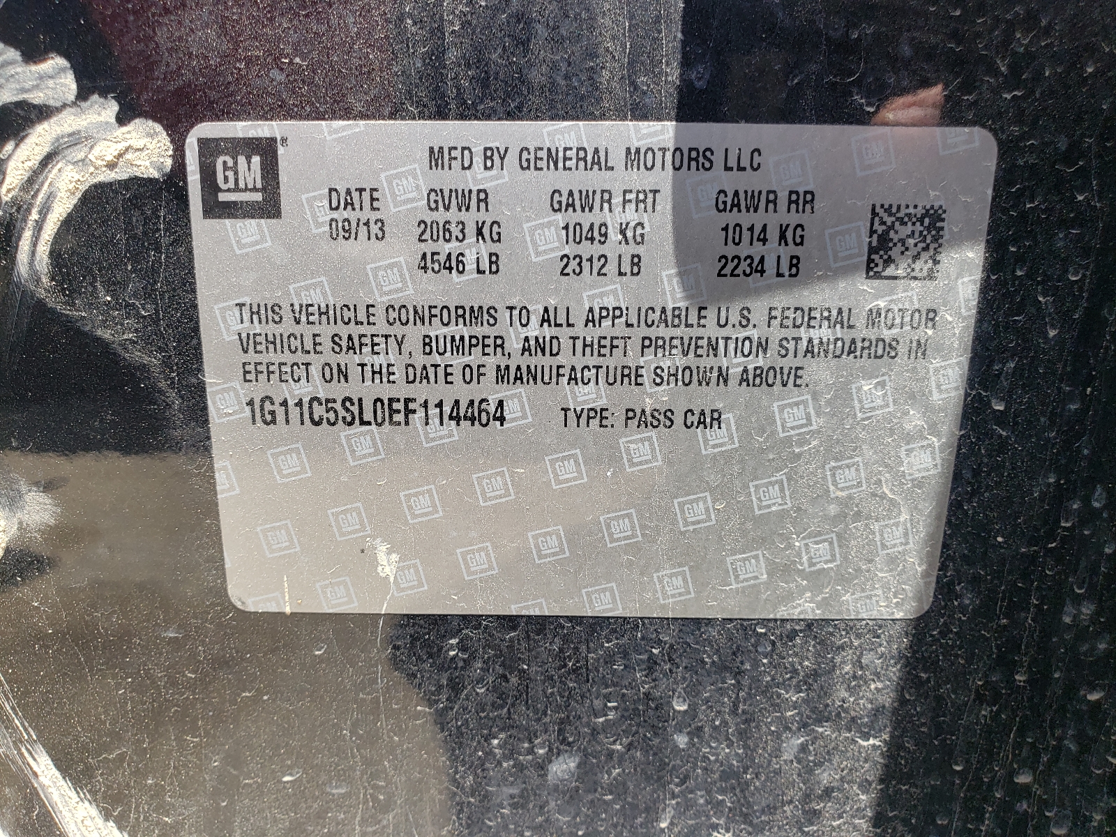 Photo 10 from auction – 2014 CHEVROLET MALIBU 1LT with VIN 1G11C5SL0EF114464
