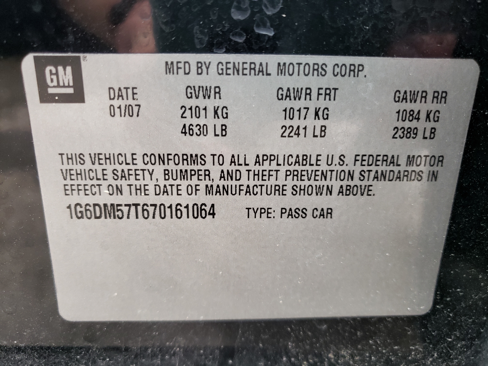 Photo 10 from auction – 2007 CADILLAC CTS with VIN 1G6DM57T670161064