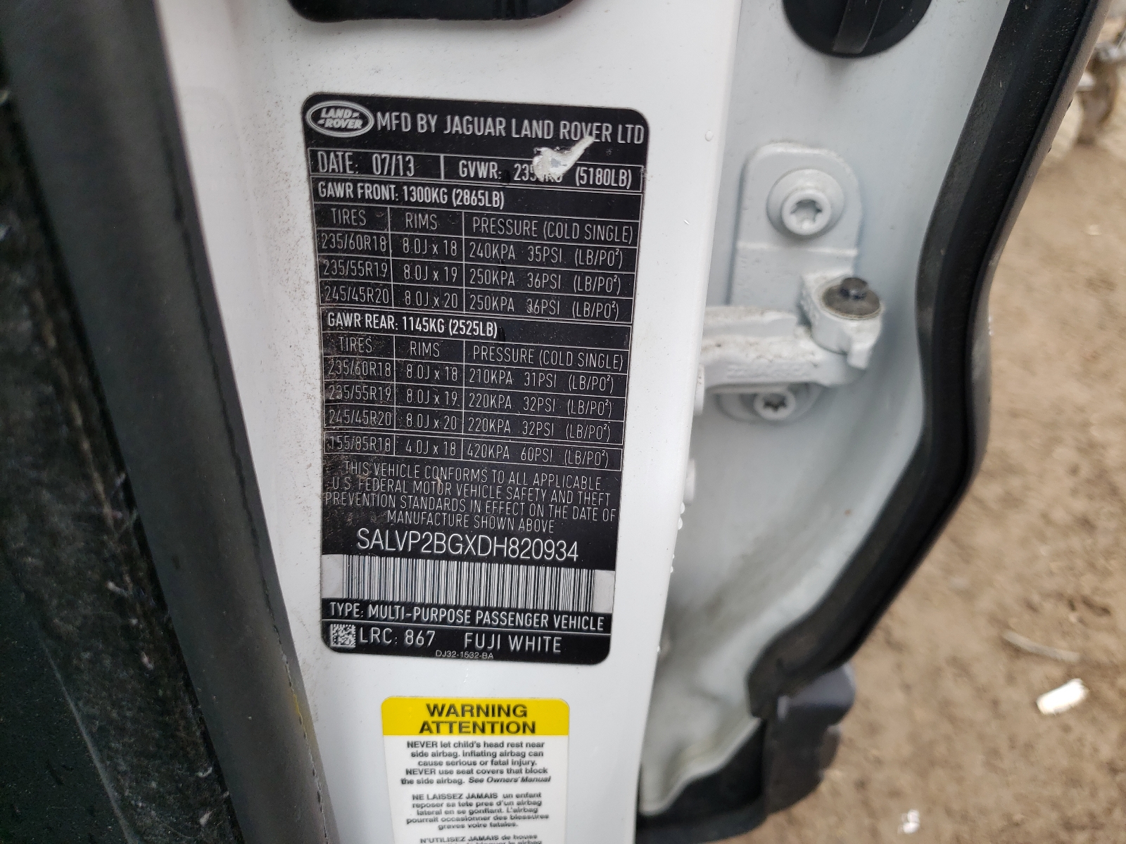Photo 10 from auction – 2013 LAND ROVER RANGE ROVE with VIN SALVP2BGXDH820934