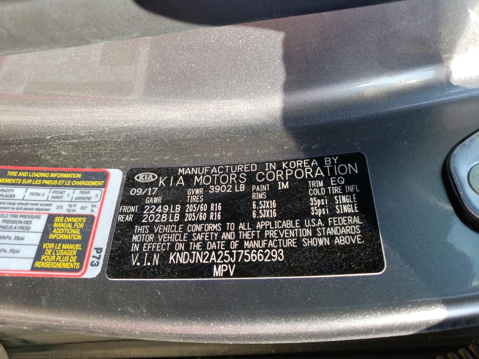 Photo 10 from auction – 2018 KIA SOUL with VIN KNDJN2A25J7566293