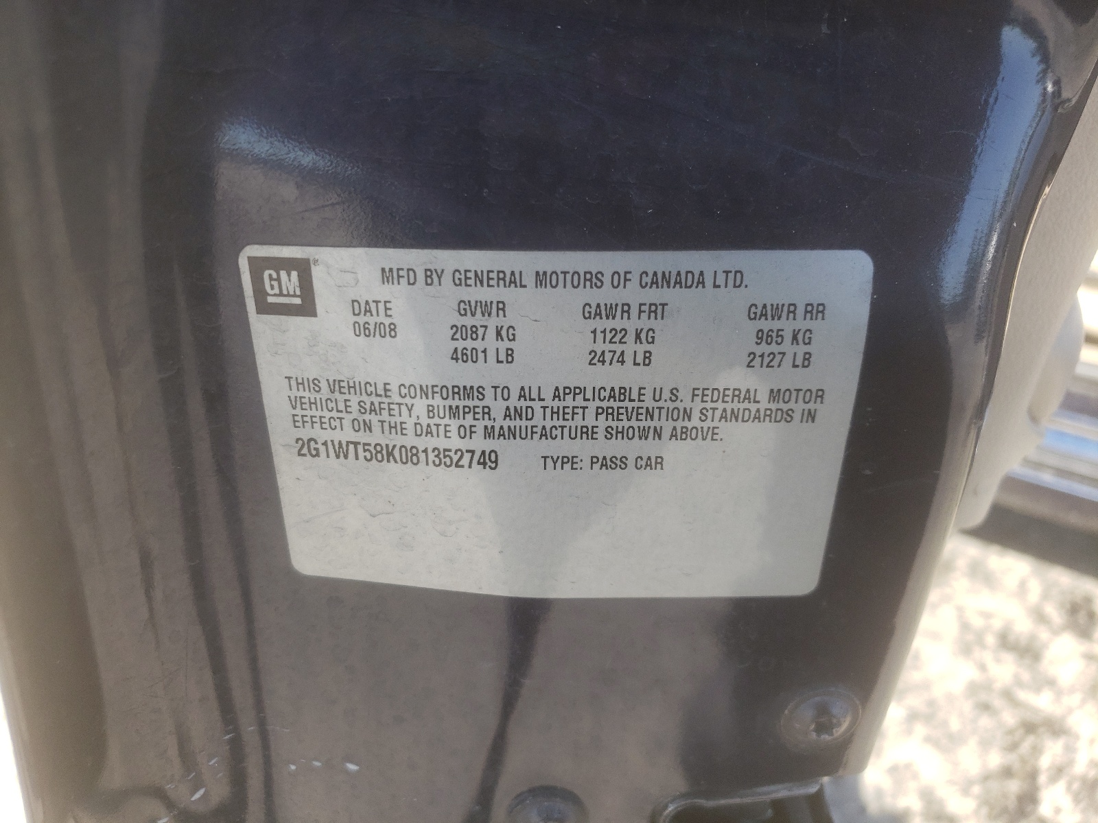 Фото 10 с аукциона – 2008 CHEVROLET IMPALA с VIN 2G1WT58K081352749