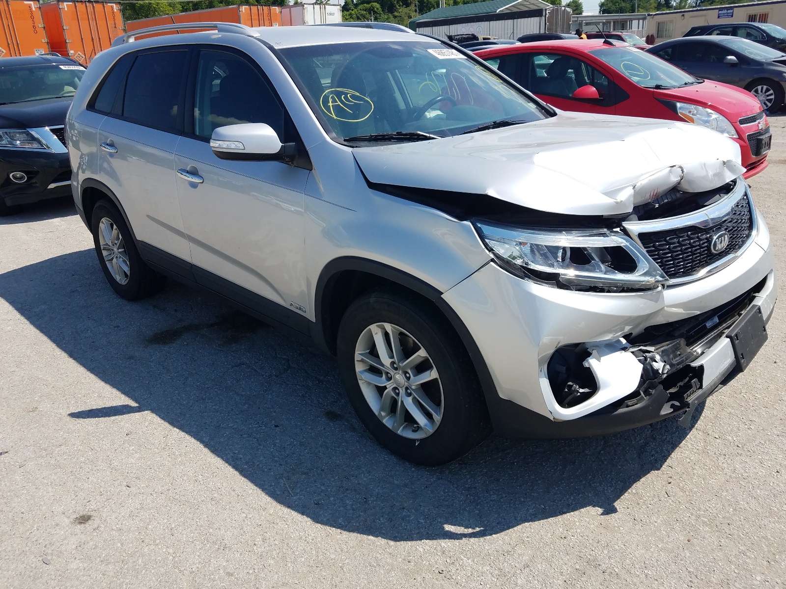 KIA SORENTO LX 2014 with VIN 5XYKTCA69EG443656 - Photo from auction