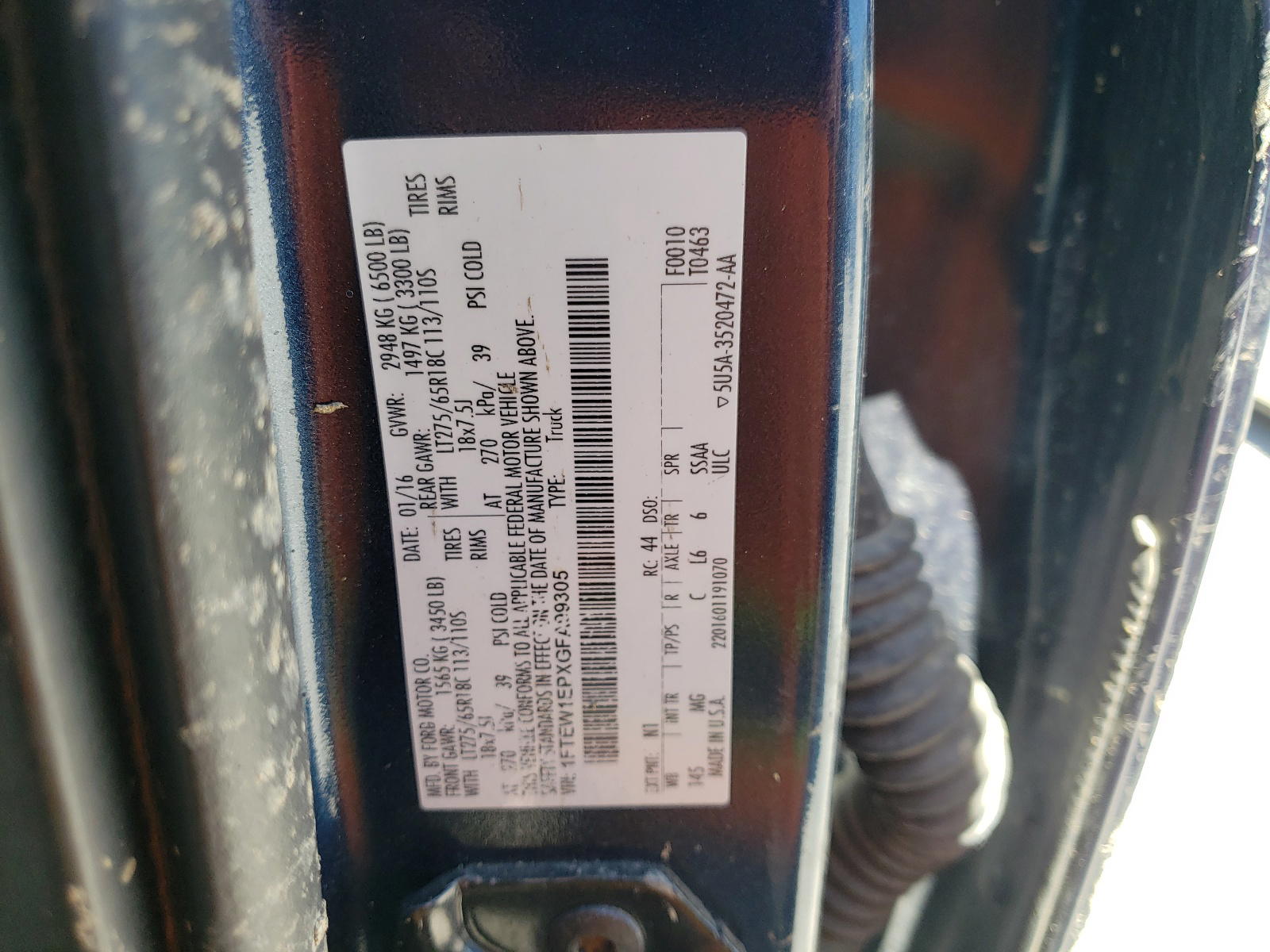 Photo 10 from auction – 2016 FORD F150 SUPER with VIN 1FTEW1EPXGFA99305