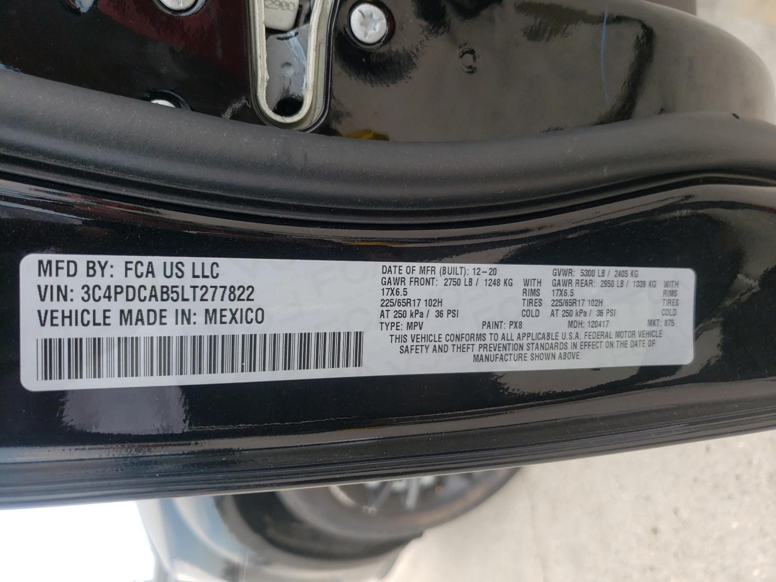Photo 10 from auction – 2020 DODGE JOURNEY SE with VIN 3C4PDCAB5LT277822