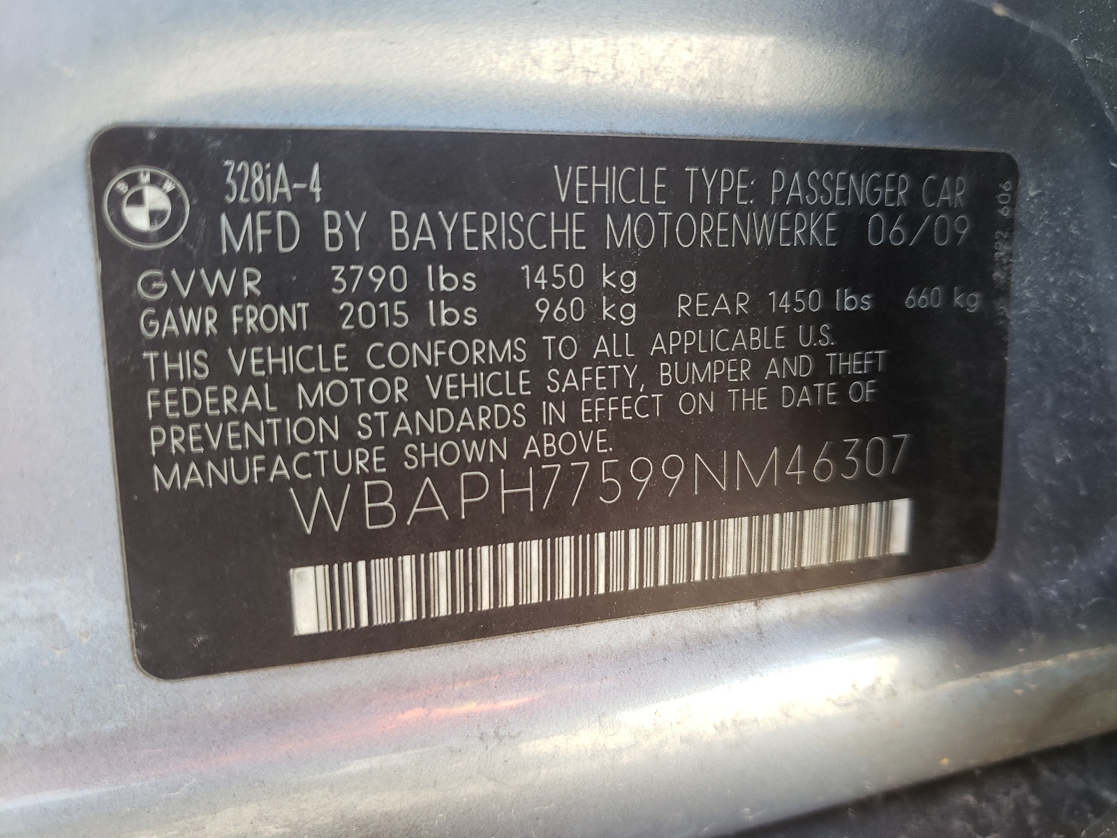 Photo 10 from auction – 2009 BMW 328 I with VIN WBAPH77599NM46307