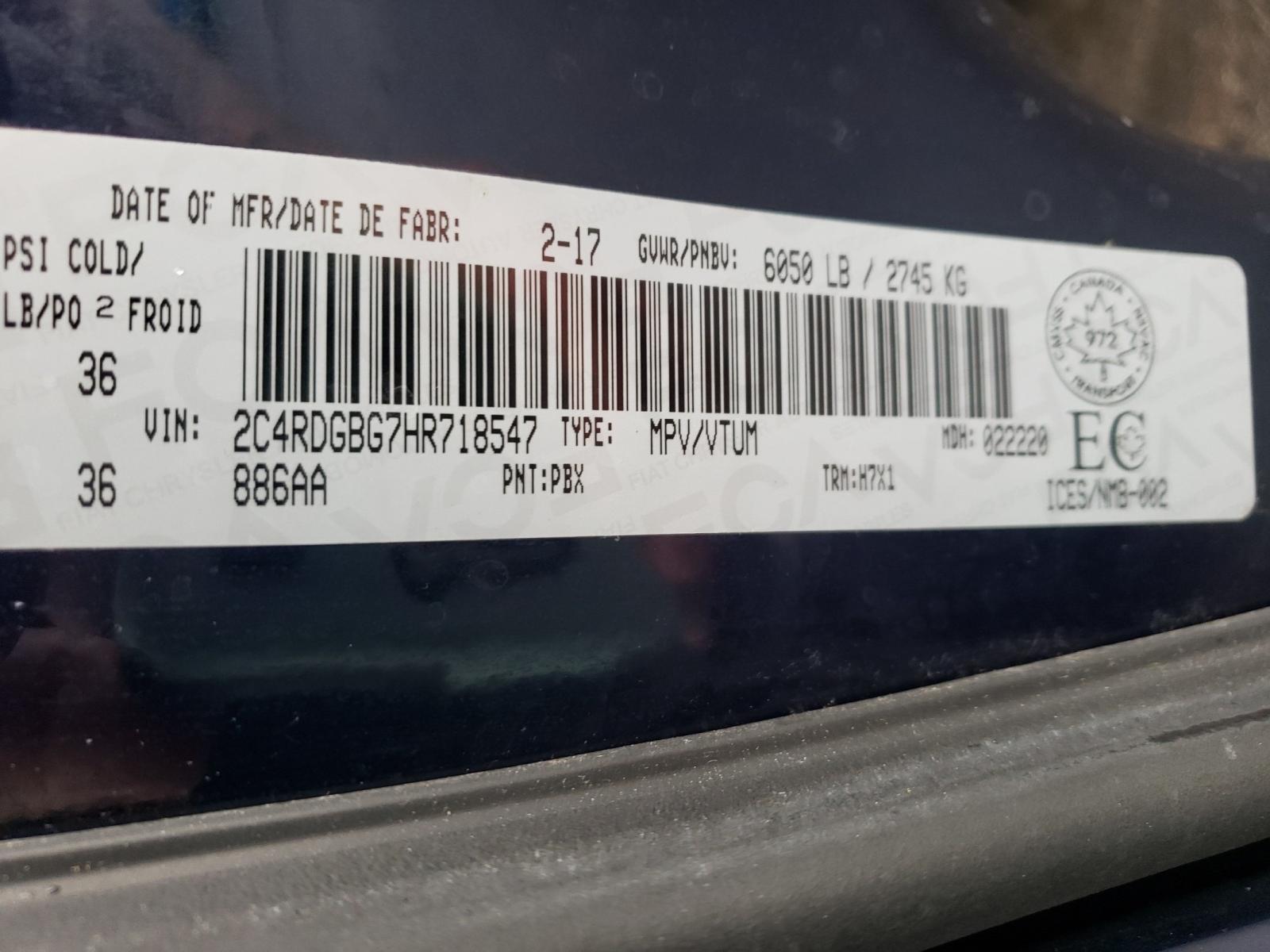 Photo 10 from auction – 2017 DODGE GRAND CARA with VIN 2C4RDGBG7HR718547