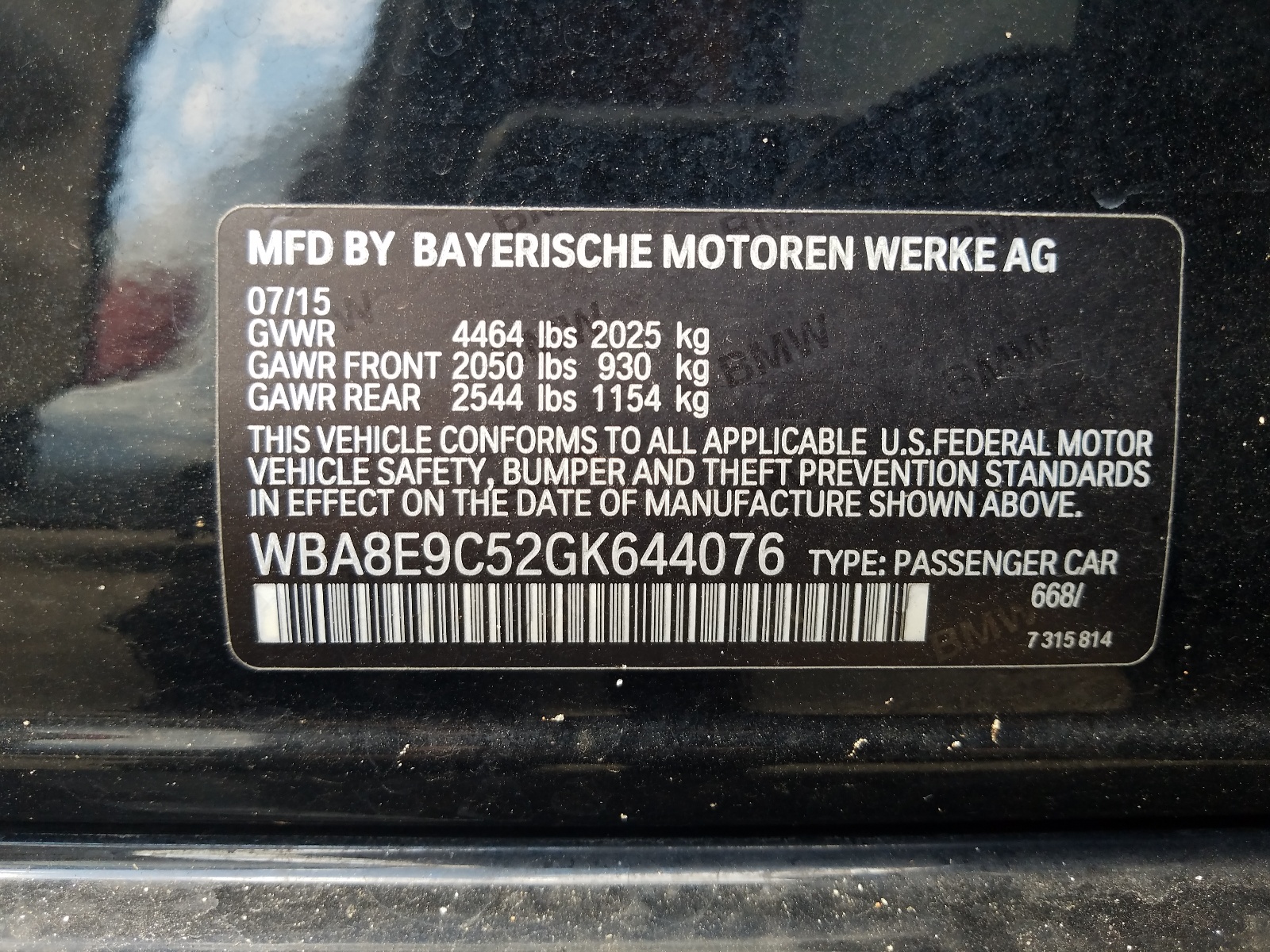 Photo 10 from auction – 2016 BMW 328 I SULE with VIN WBA8E9C52GK644076