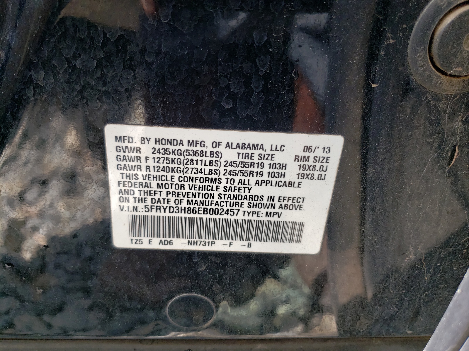 Photo 10 from auction – 2014 ACURA MDX ADVANC with VIN 5FRYD3H86EB002457