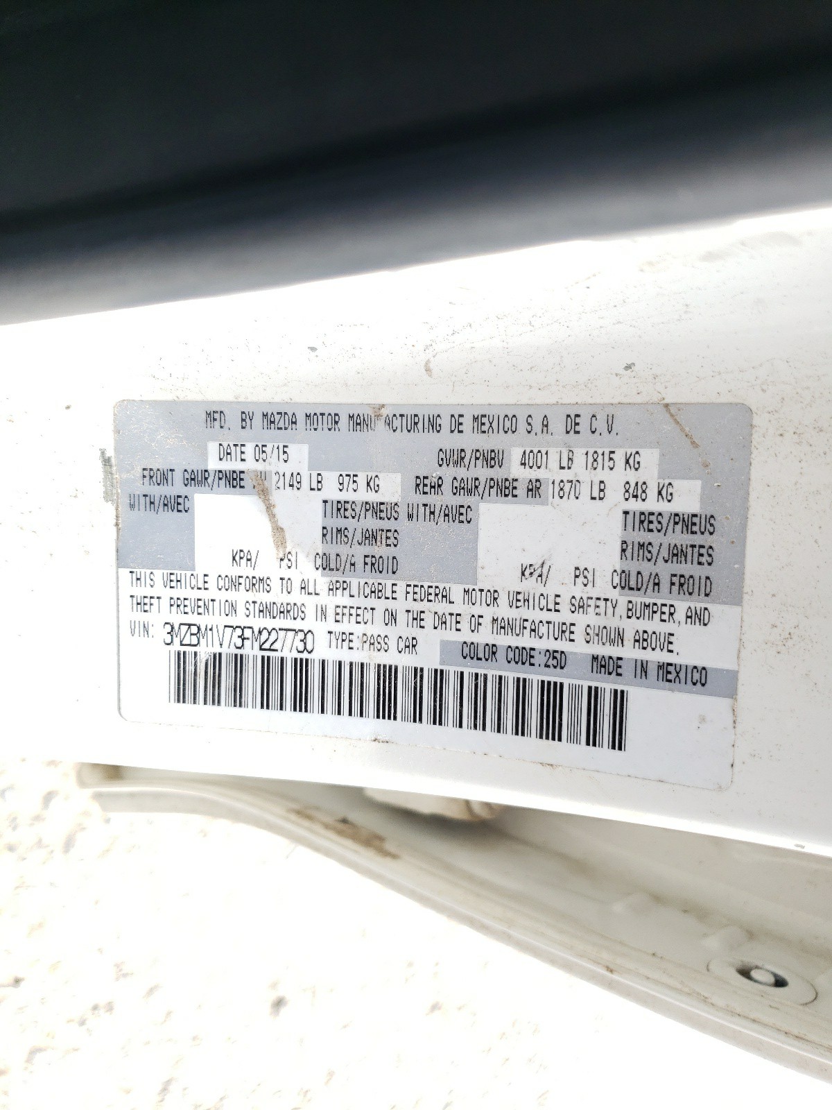 Zdjęcie 10 z aukcji – 2015 MAZDA 3 TOURING z VIN 3MZBM1V73FM227730