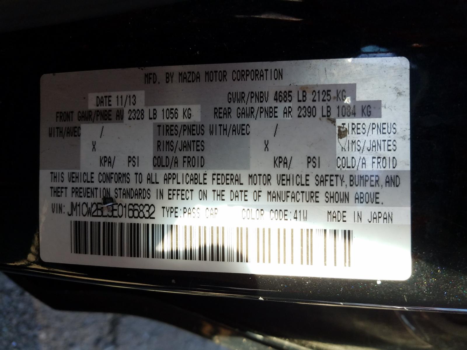 Photo 10 from auction – 2014 MAZDA 5 SPORT with VIN JM1CW2BL9E0166832