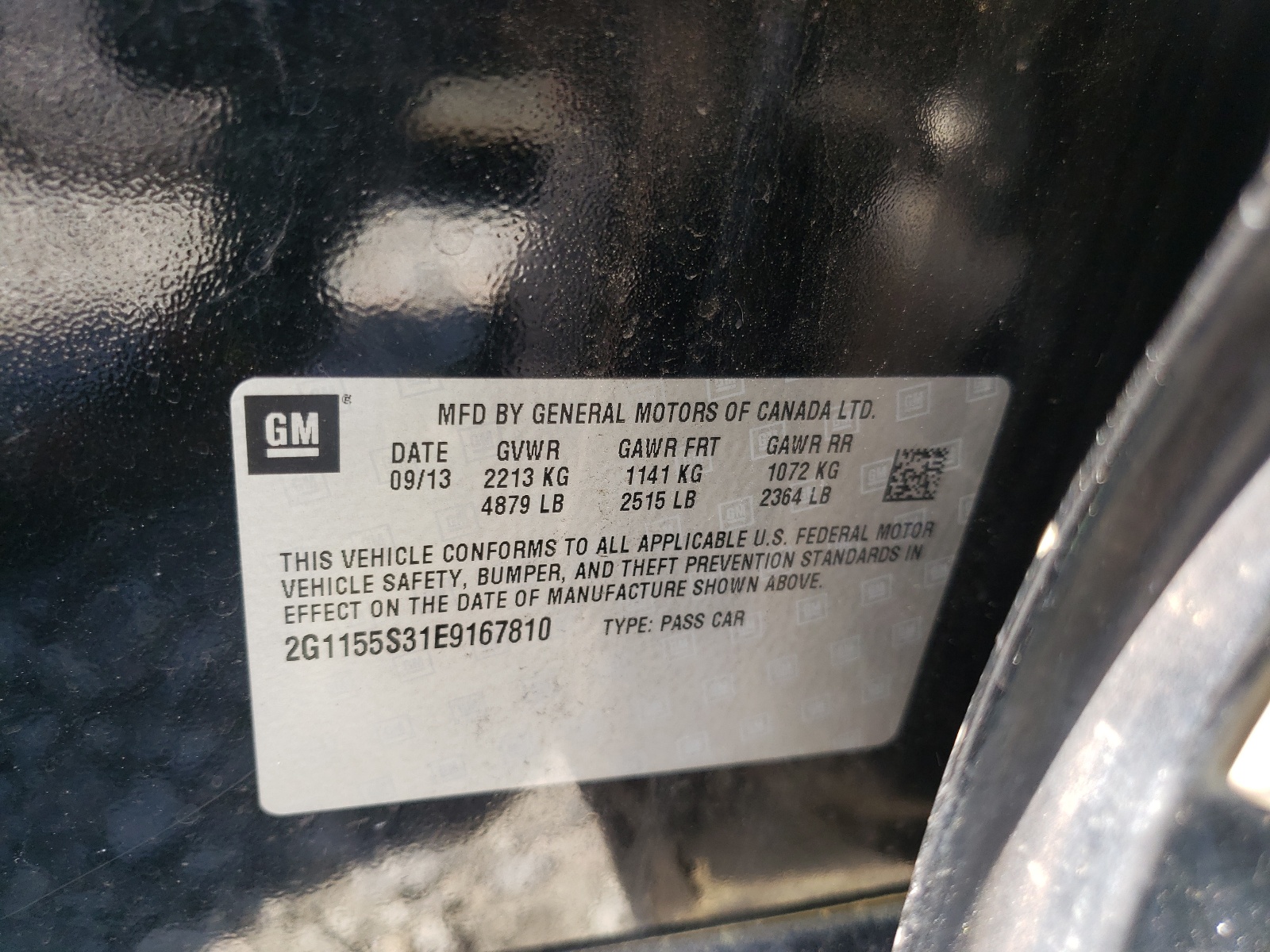 Photo 10 from auction – 2014 CHEVROLET IMPALA LTZ with VIN 2G1155S31E9167810