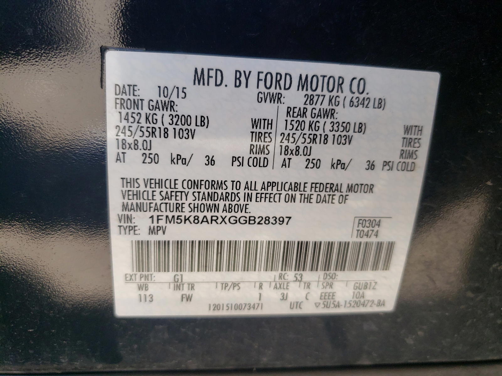 Photo 10 from auction – 2016 FORD EXPLORER P with VIN 1FM5K8ARXGGB28397