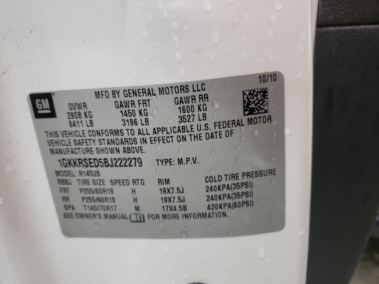 Zdjęcie 10 z aukcji – 2011 GMC ACADIA SLT z VIN 1GKKRSED5BJ222279
