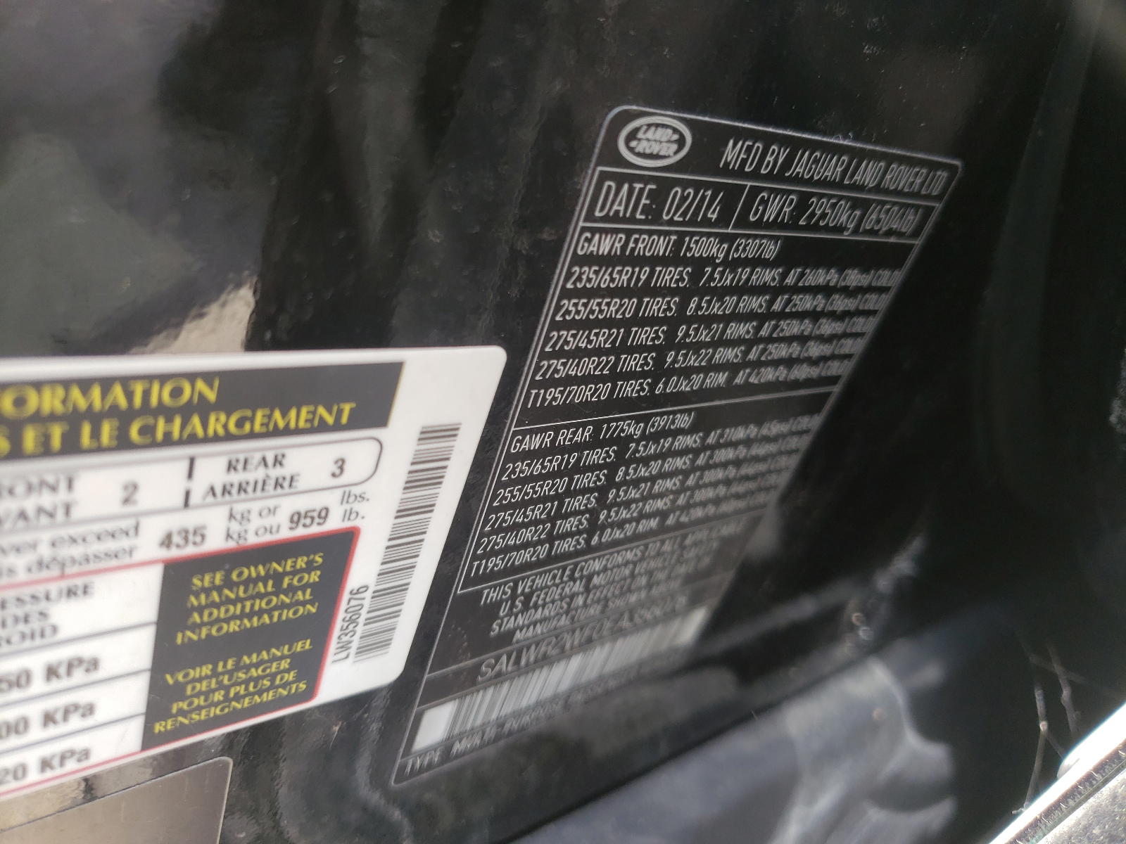 Photo 10 from auction – 2014 LAND ROVER RANGE ROVE with VIN SALWR2WF0EA356076