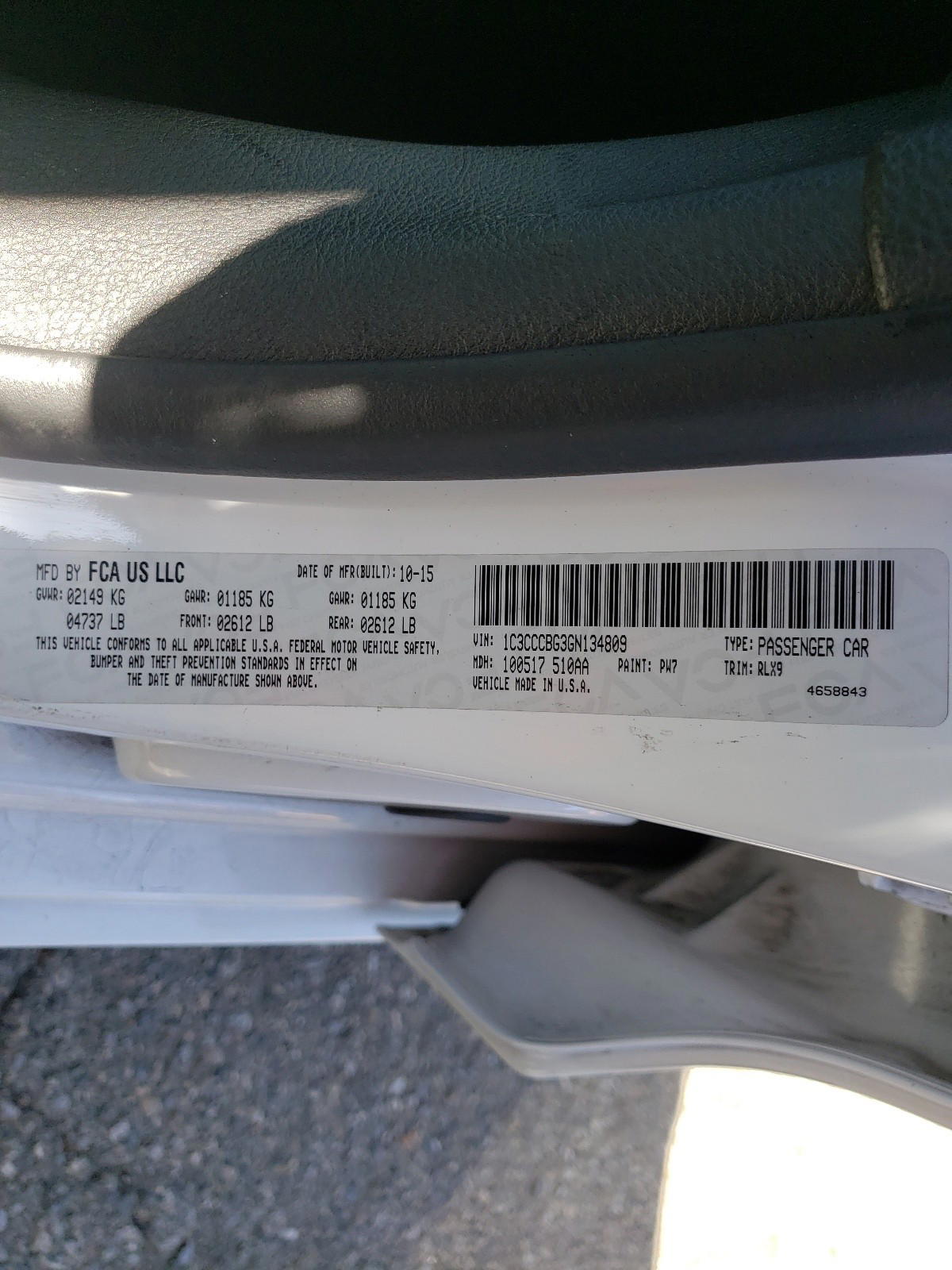 Photo 10 from auction – 2016 CHRYSLER 200 S with VIN 1C3CCCBG3GN134809