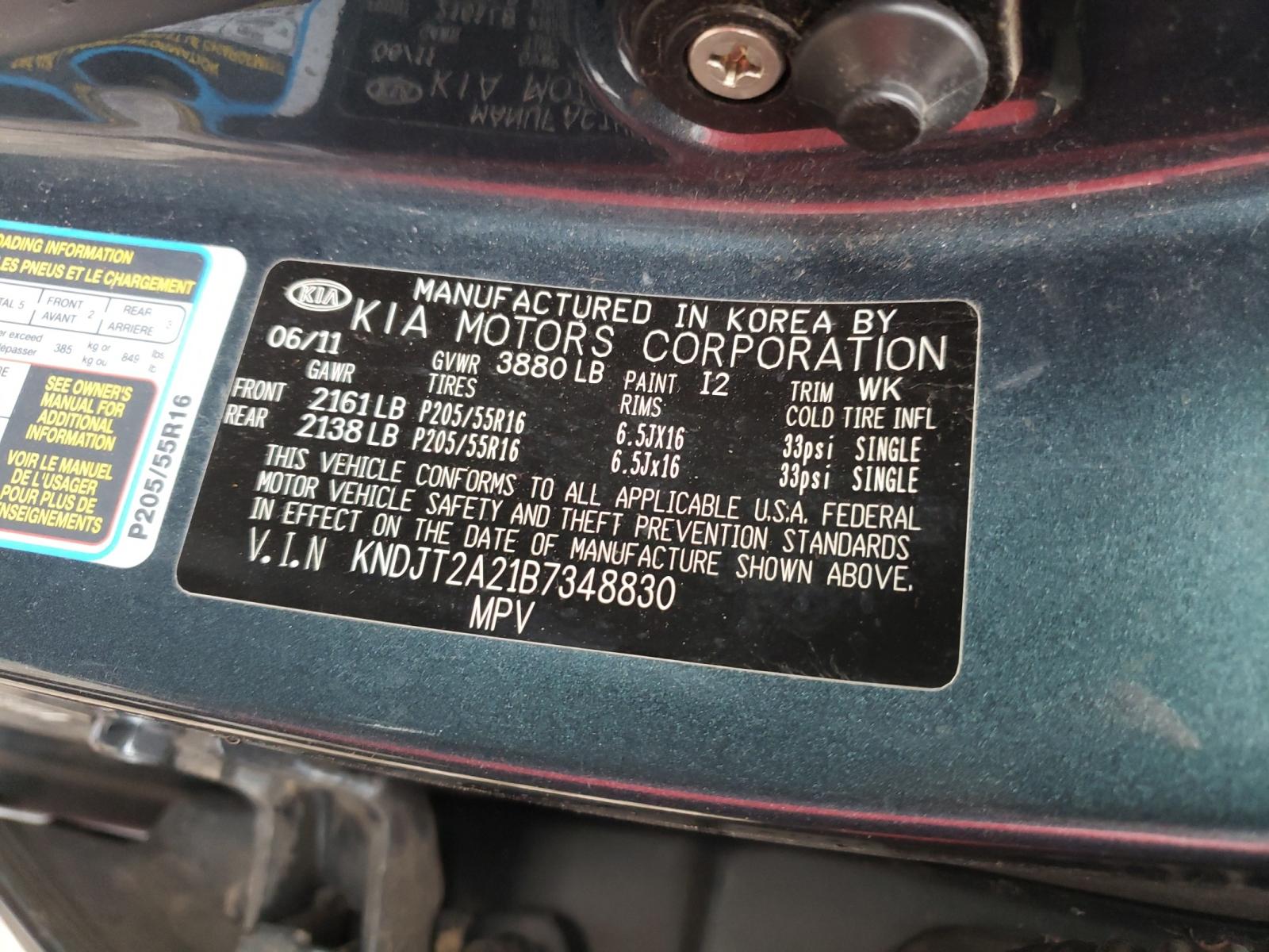 صورة رقم 10 من المزاد - 2011 KIA SOUL + مع VIN KNDJT2A21B7348830