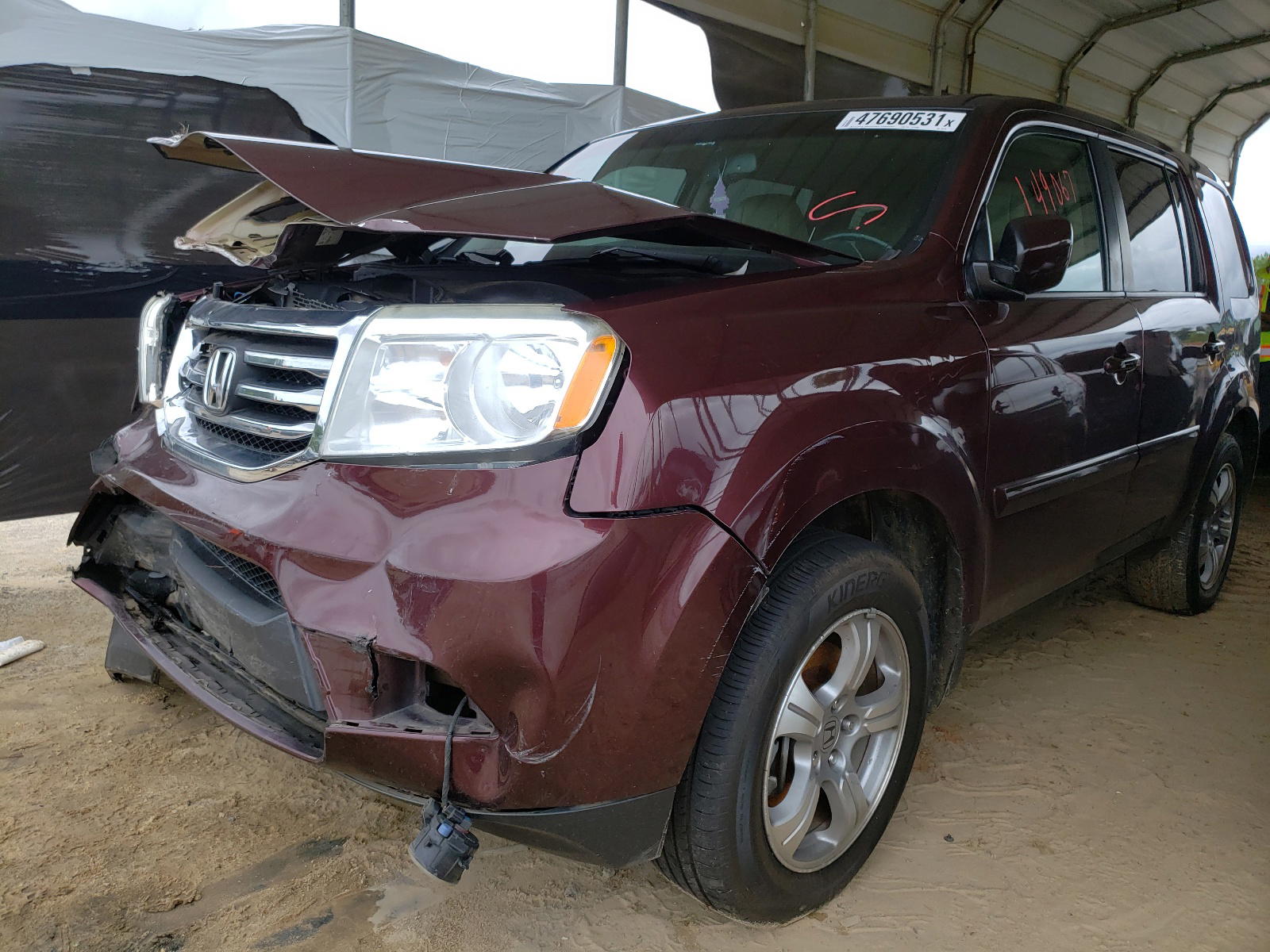 Photo 2 from auction – 2013 HONDA PILOT EXL with VIN 5FNYF3H52DB041126