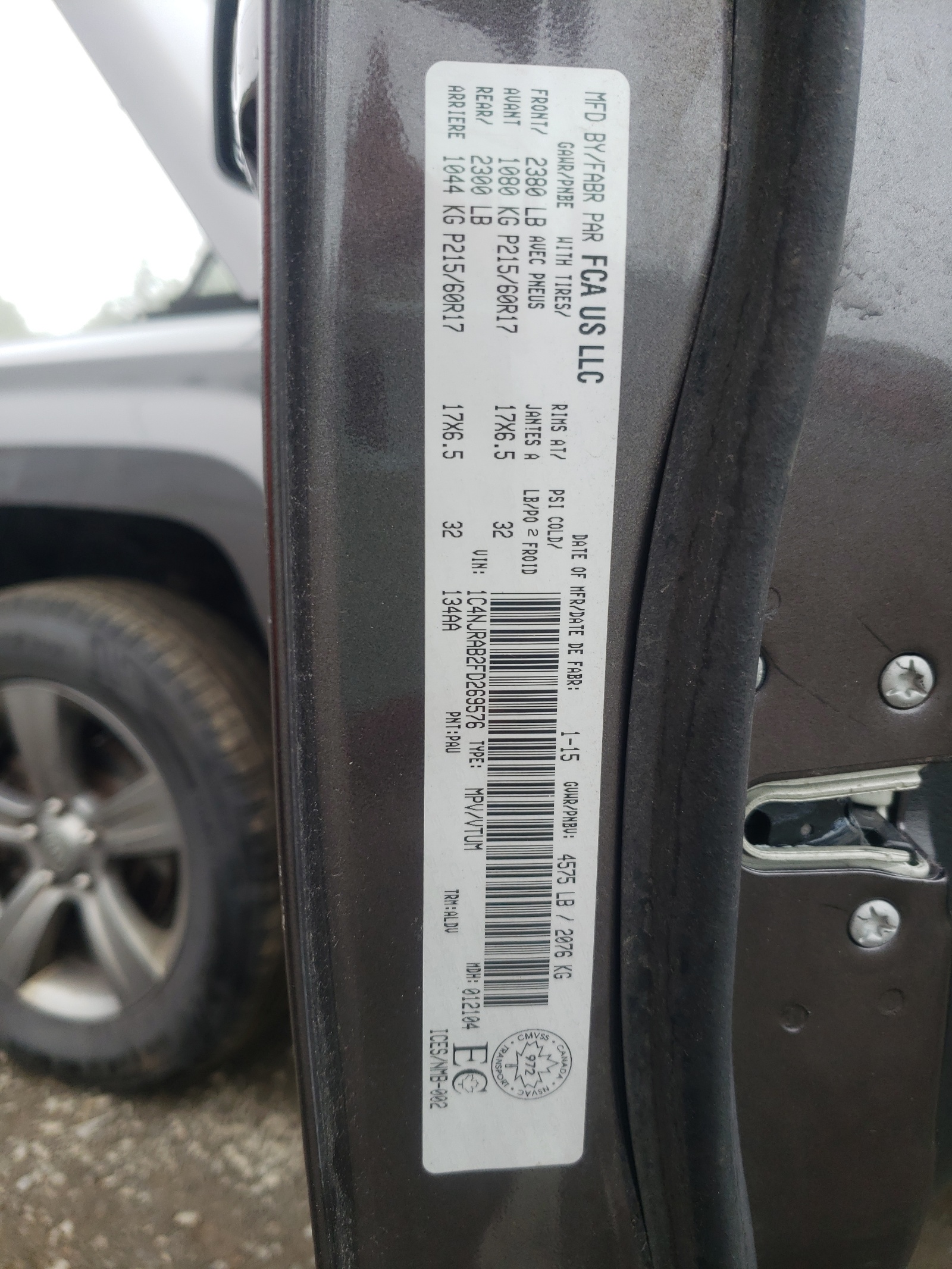 Photo 10 from auction – 2015 JEEP PATRIOT with VIN 1C4NJRAB2FD269576