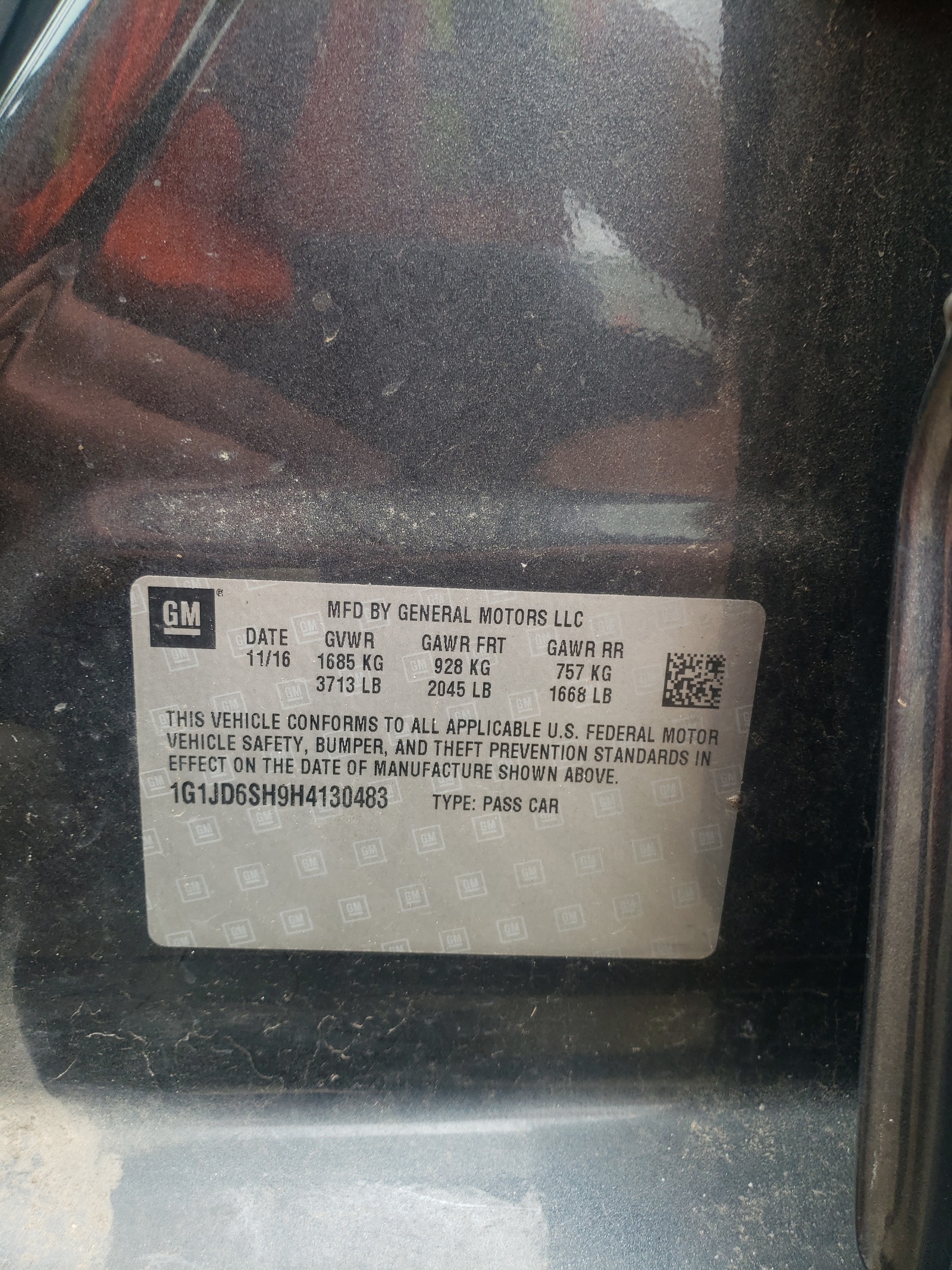 Photo 10 from auction – 2017 CHEVROLET SONIC LT with VIN 1G1JD6SH9H4130483