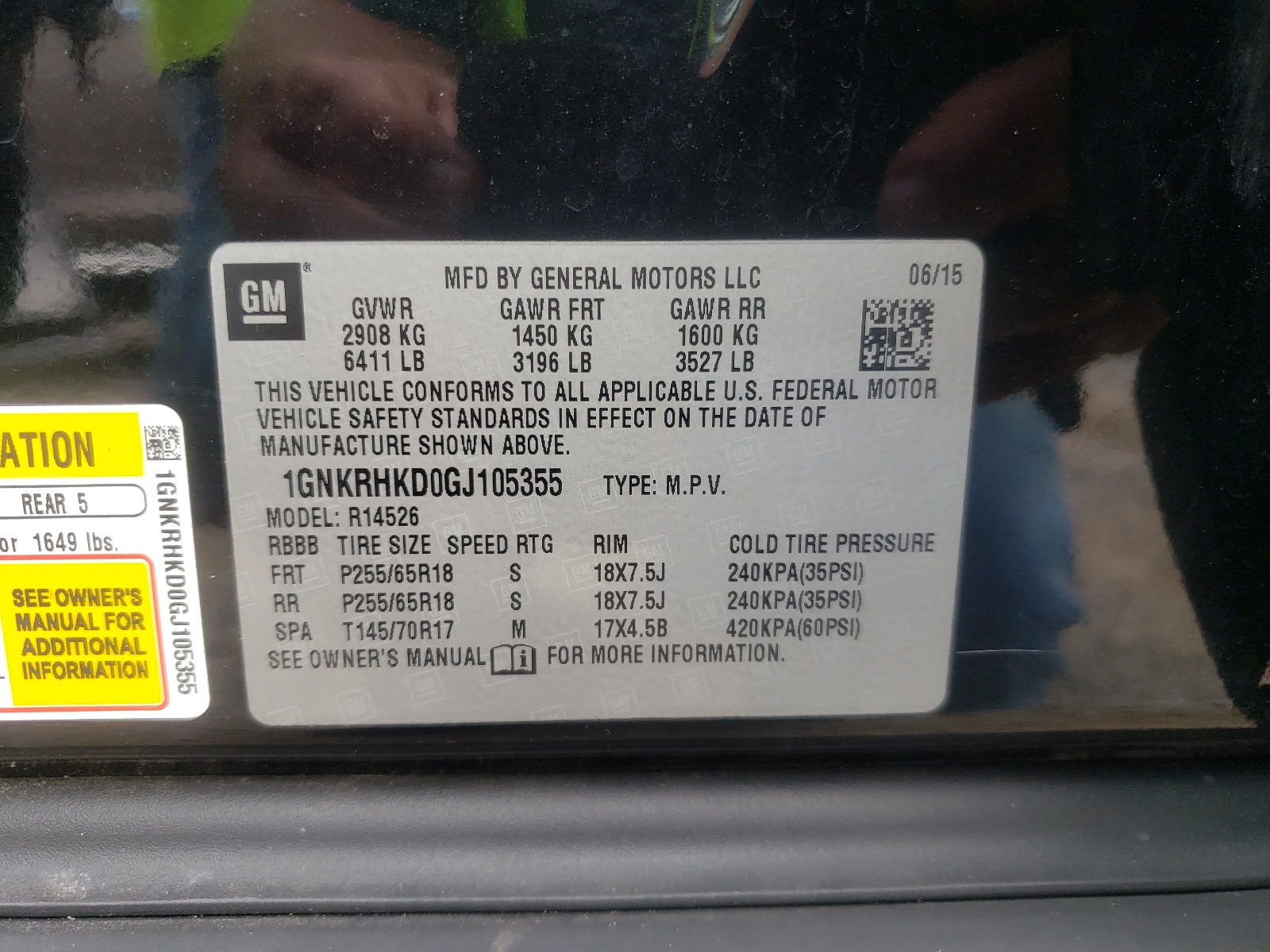 Photo 10 from auction – 2016 CHEVROLET TRAVERSE L with VIN 1GNKRHKD0GJ105355