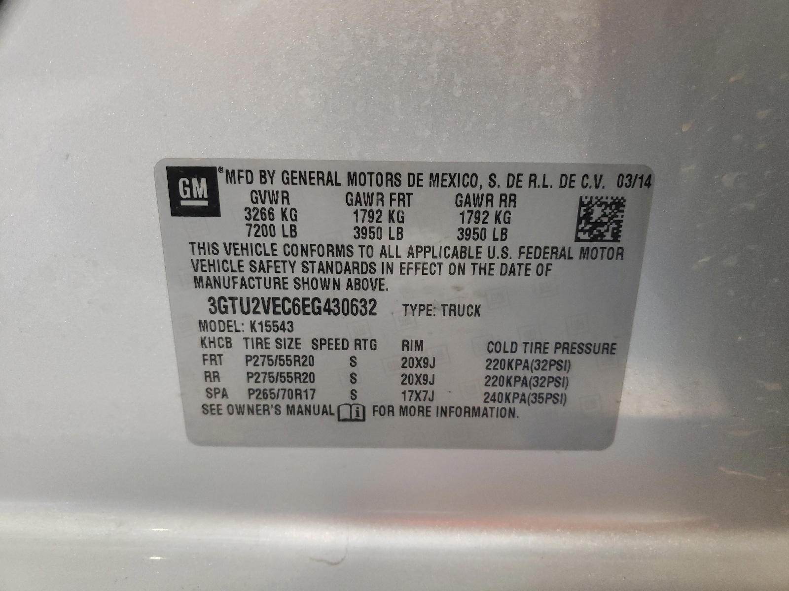 Photo 10 from auction – 2014 GMC SIERRA K15 with VIN 3GTU2VEC6EG430632