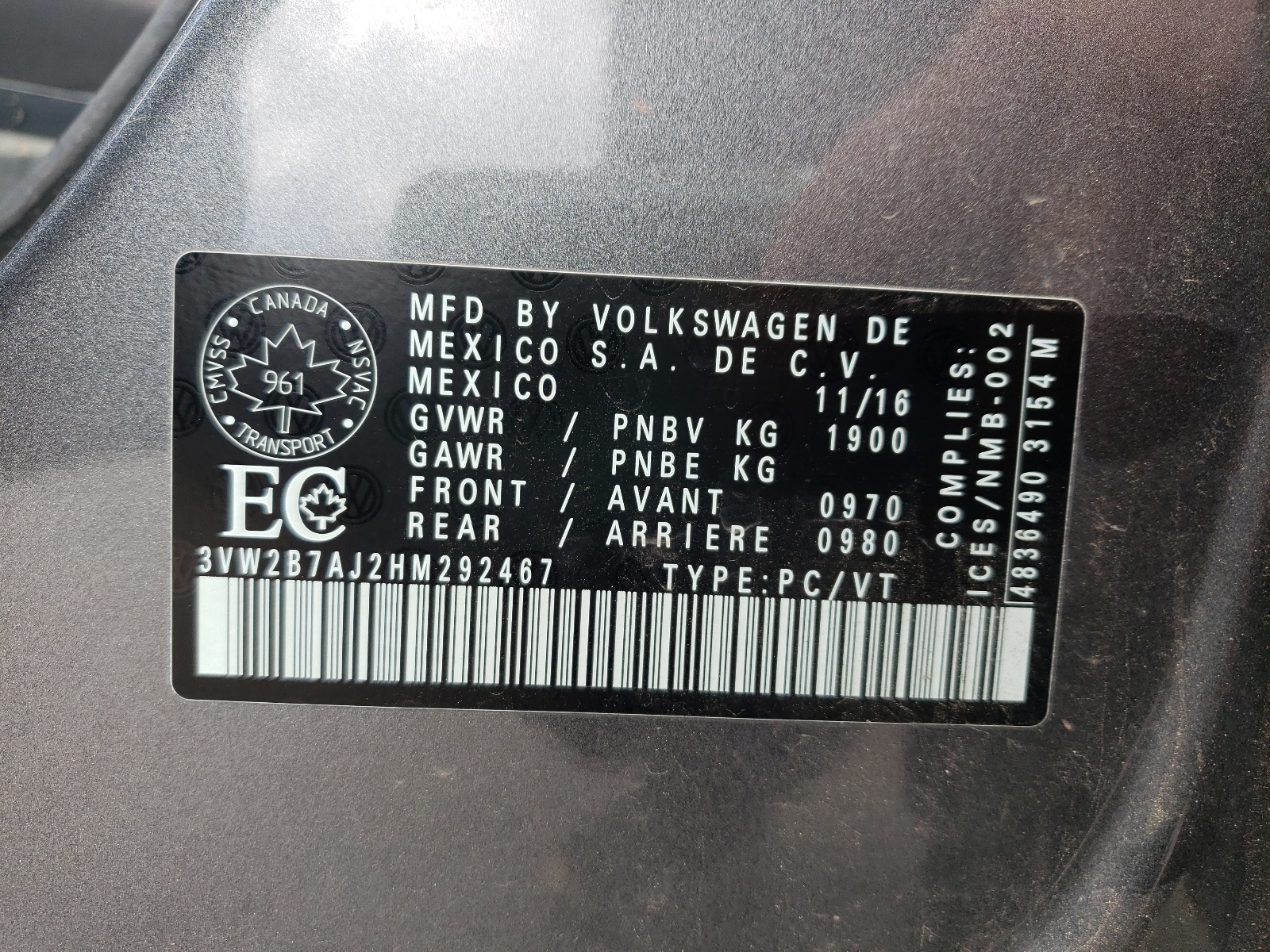 صورة رقم 10 من المزاد - 2017 VOLKSWAGEN JETTA S مع VIN 3VW2B7AJ2HM292467