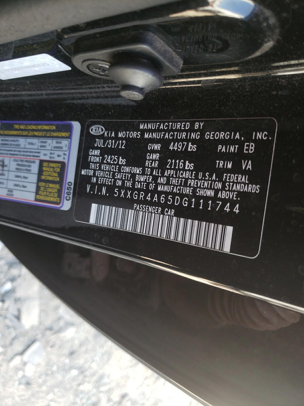 Photo 10 from auction – 2013 KIA OPTIMA SX with VIN 5XXGR4A65DG111744