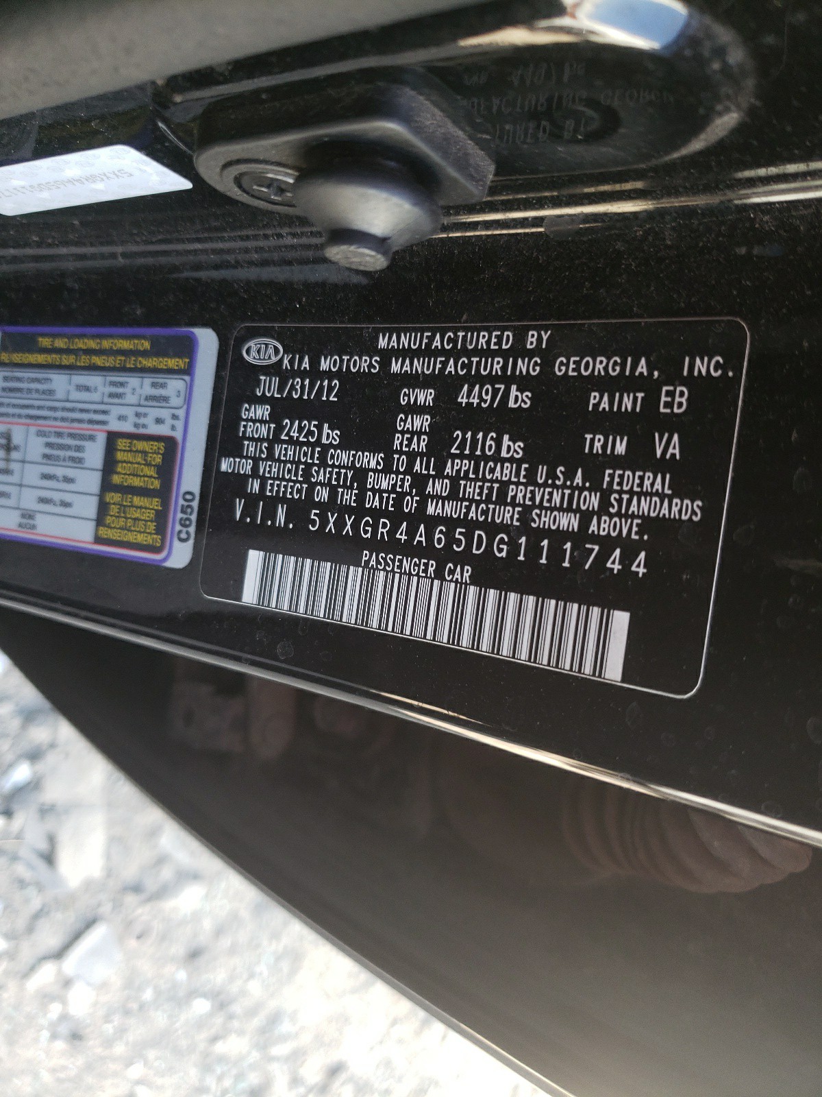 Zdjęcie 10 z aukcji – 2013 KIA OPTIMA SX z VIN 5XXGR4A65DG111744