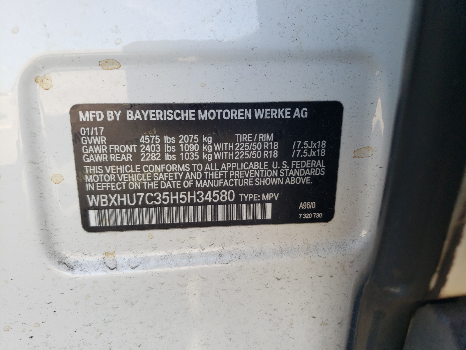 Photo 10 from auction – 2017 BMW X1 SDRIVE2 with VIN WBXHU7C35H5H34580