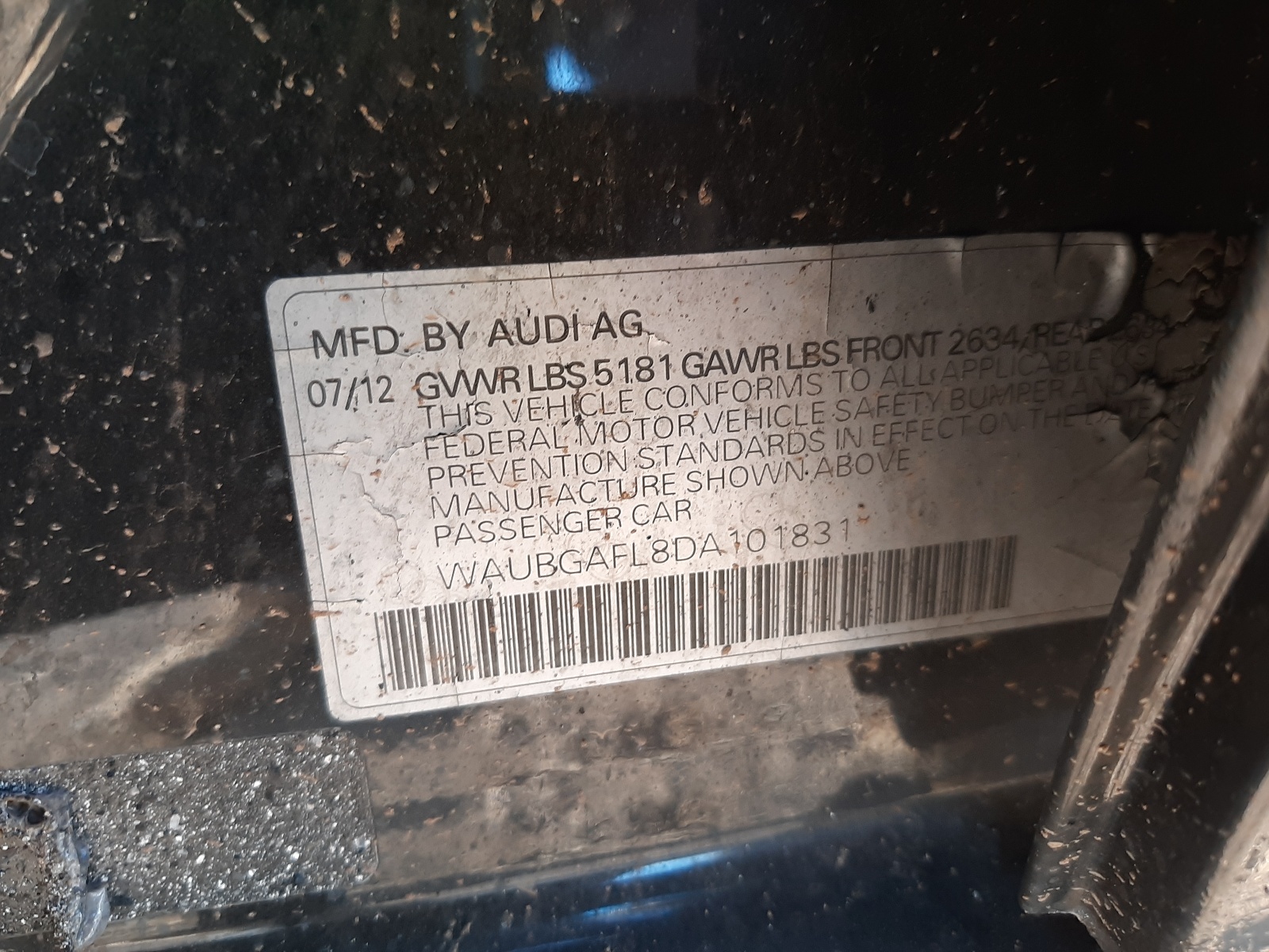 Photo 10 from auction – 2013 AUDI S4 PREMIUM with VIN WAUBGAFL8DA101831