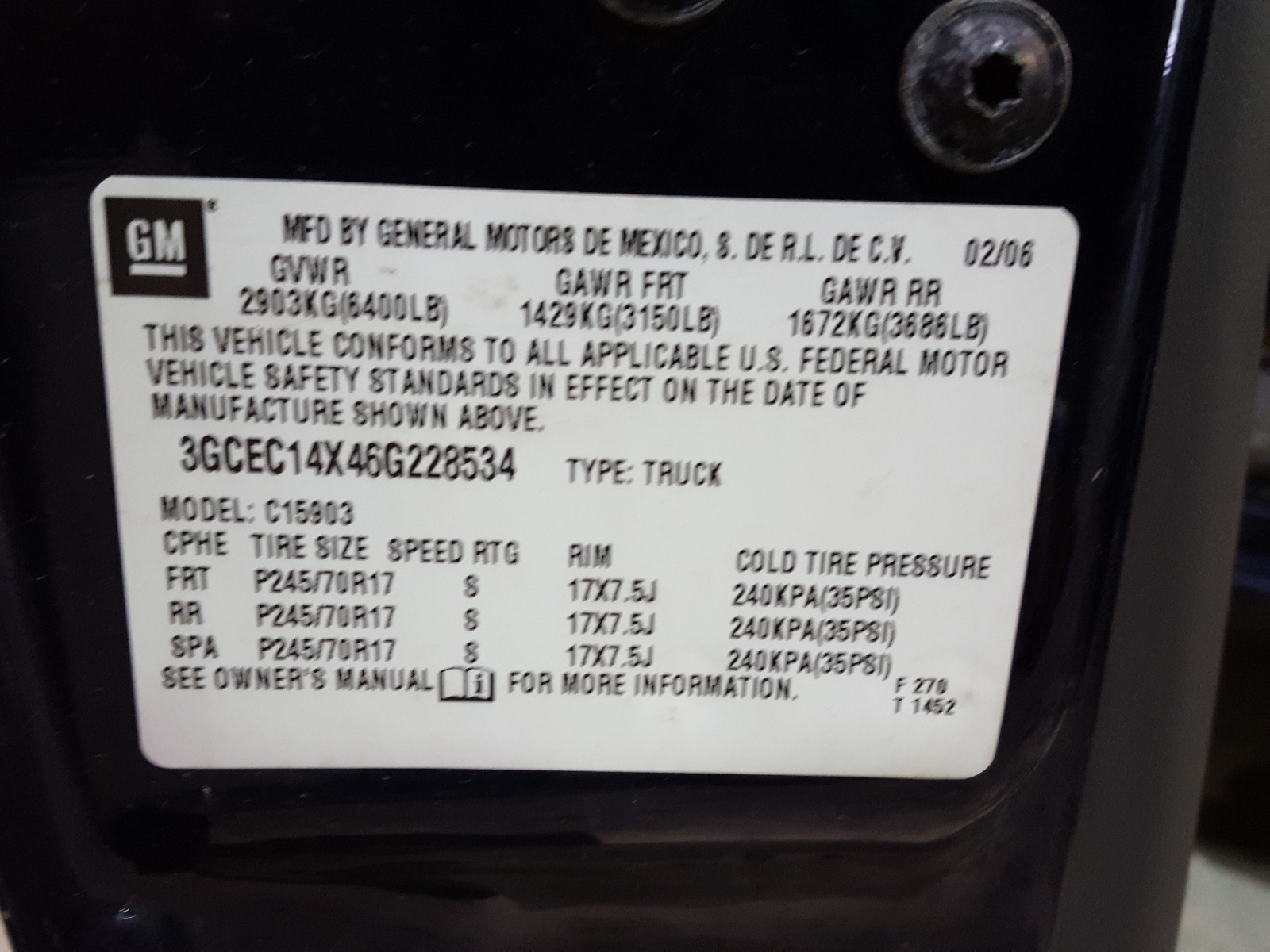 Photo 10 from auction – 2006 CHEVROLET SILVERADO with VIN 3GCEC14X46G228534